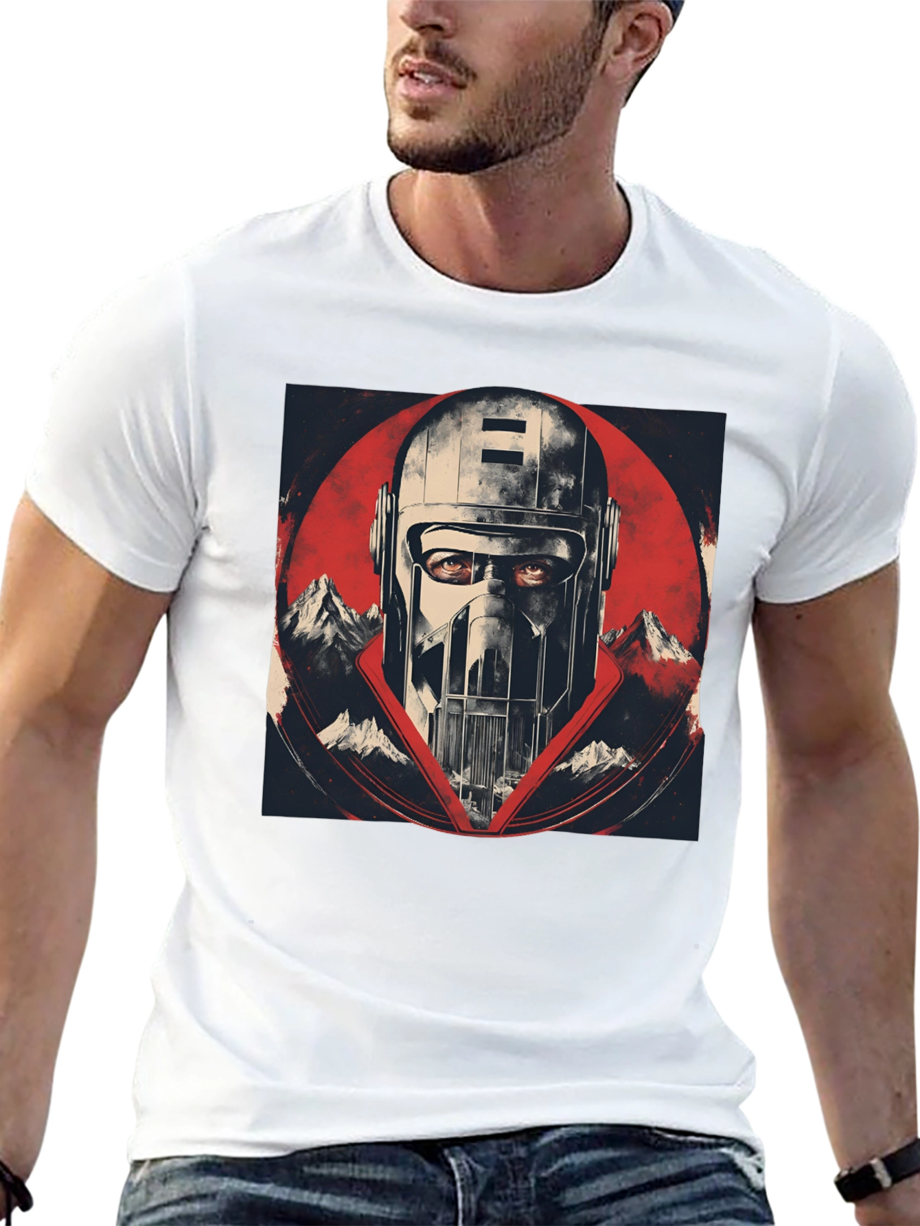 Retro Sci-Fi Helmet Graphic T-Shirt