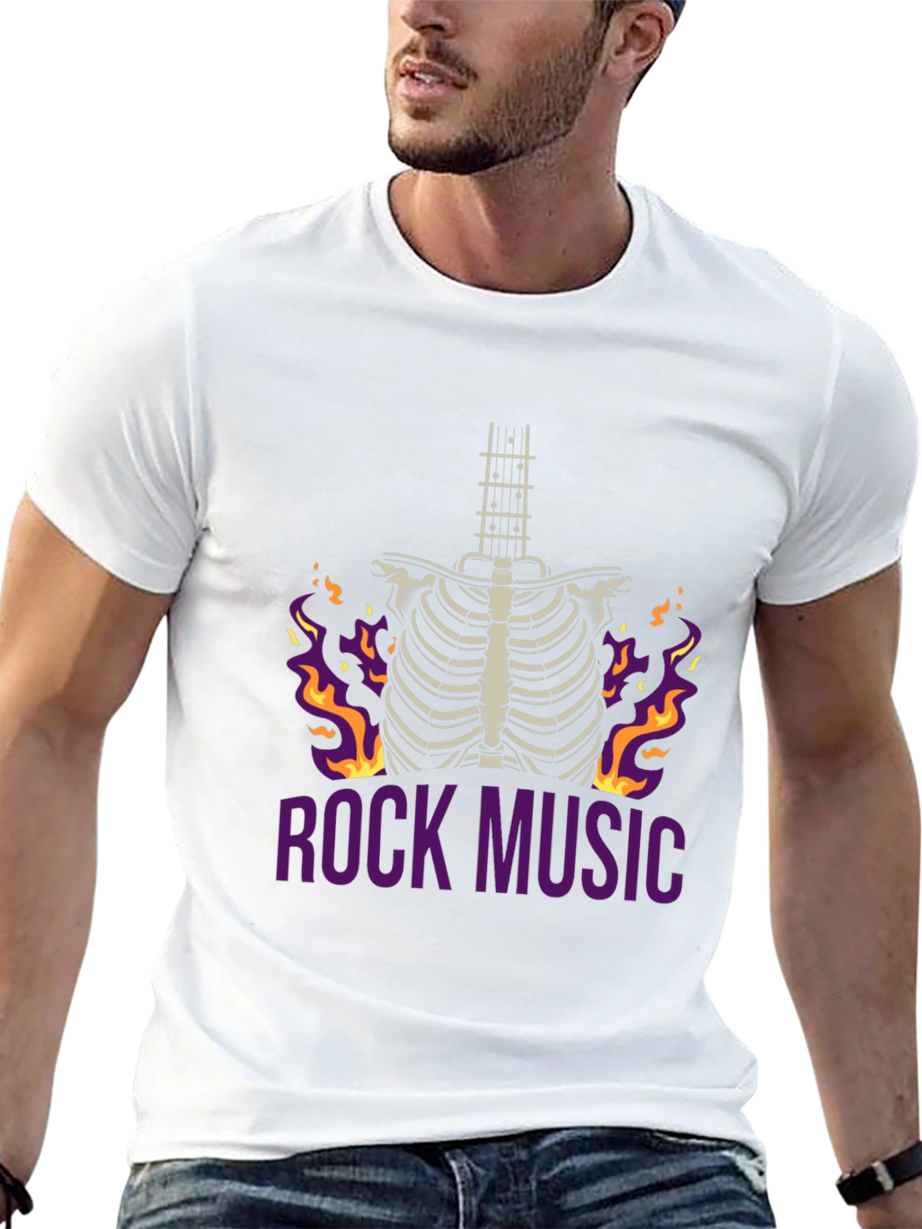 Rock Music Skeleton Guitar T-Shirt