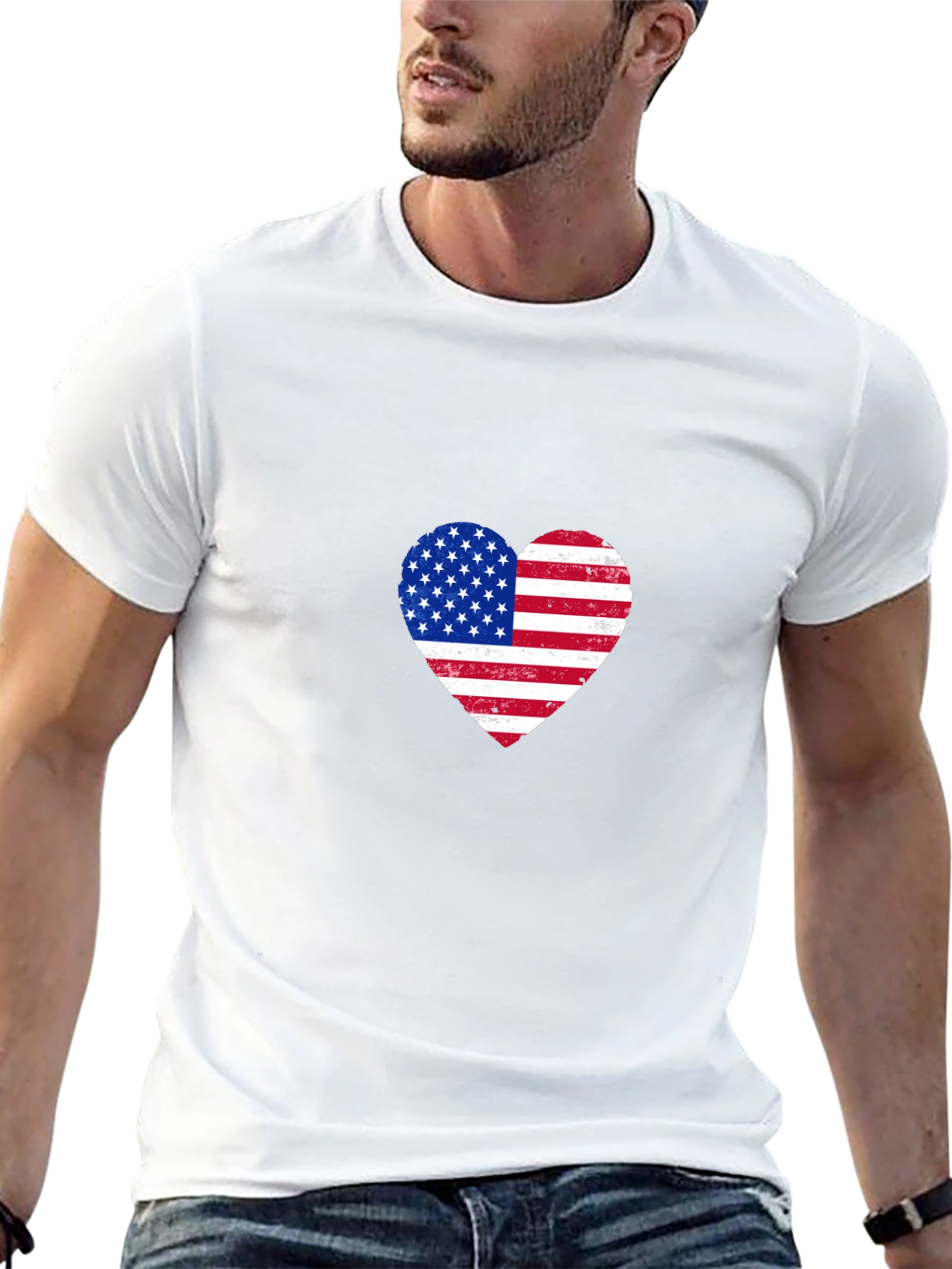 American Flag Heart Graphic T-Shirt