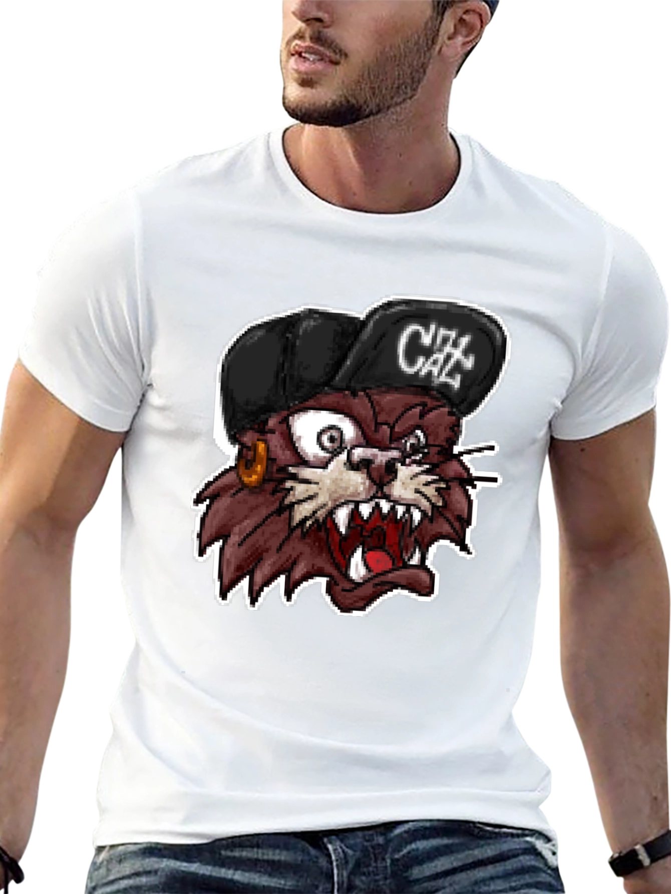 Cartoon Cat Graphic T-Shirt
