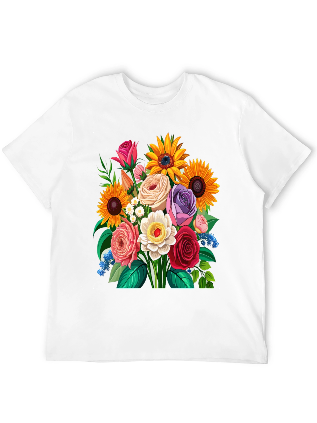 Floral Bouquet Graphic Tee - Mens Casual T-Shirt
