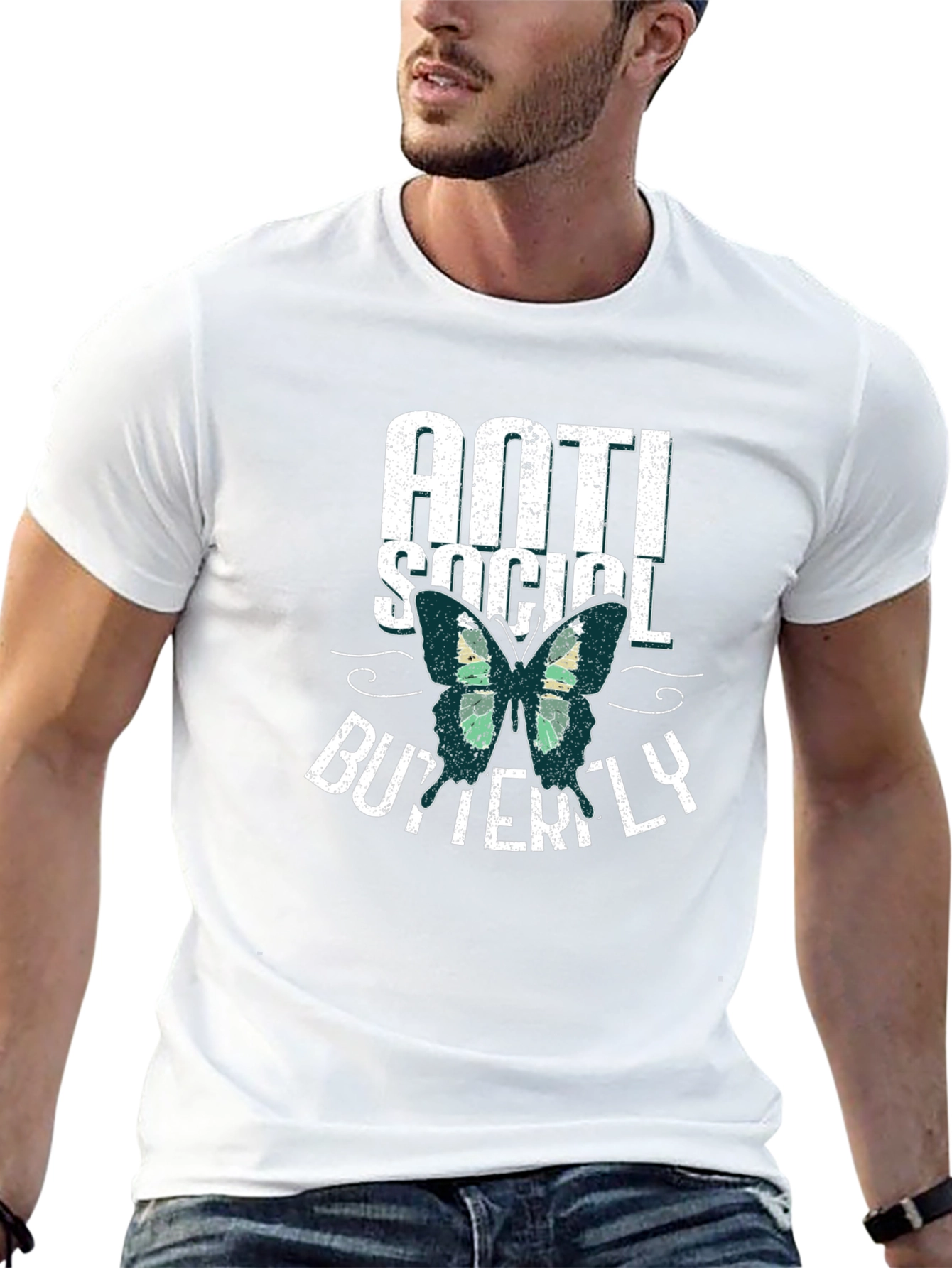 Anti Social Butterfly Graphic T-Shirt