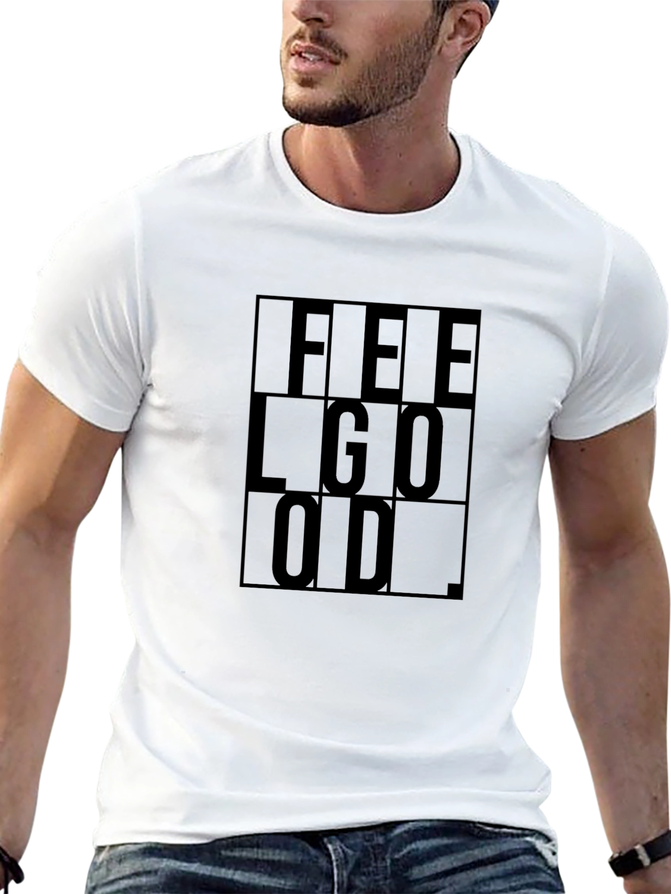 Feel Good Graphic Print Black T-Shirt