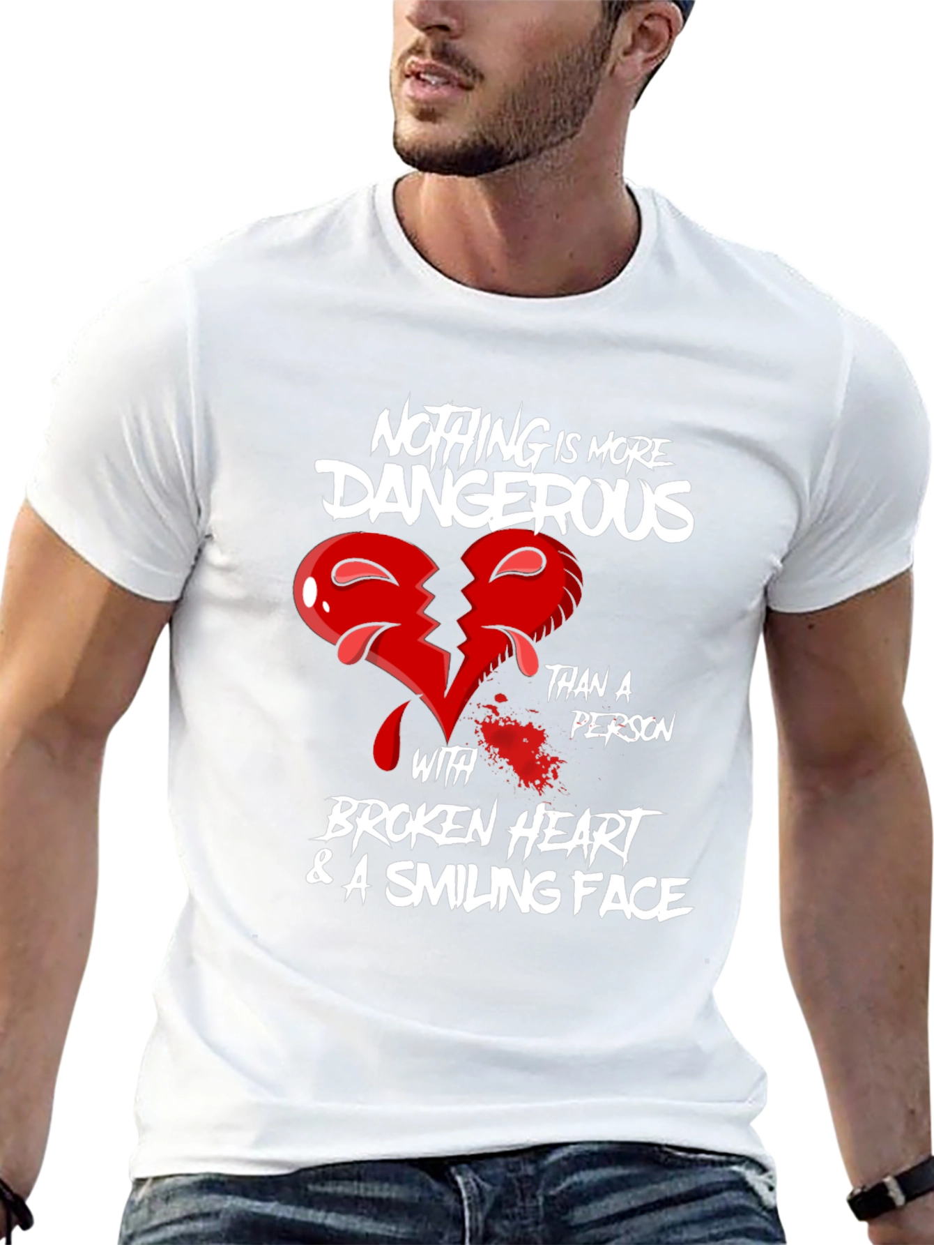 Dangerous Broken Heart Graphic Tee - Mens Black T-Shirt