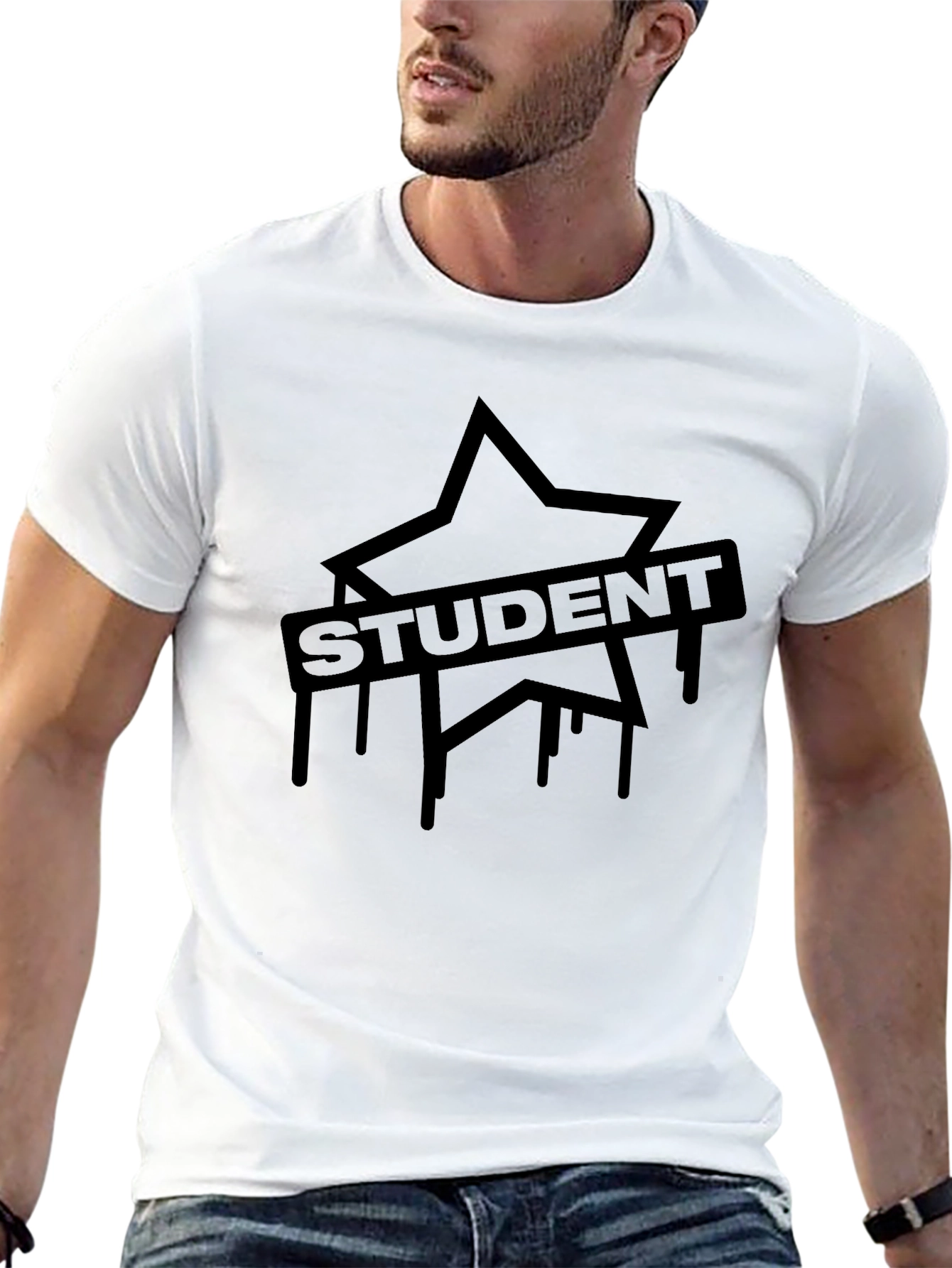 Student Star Graphic Black T-Shirt