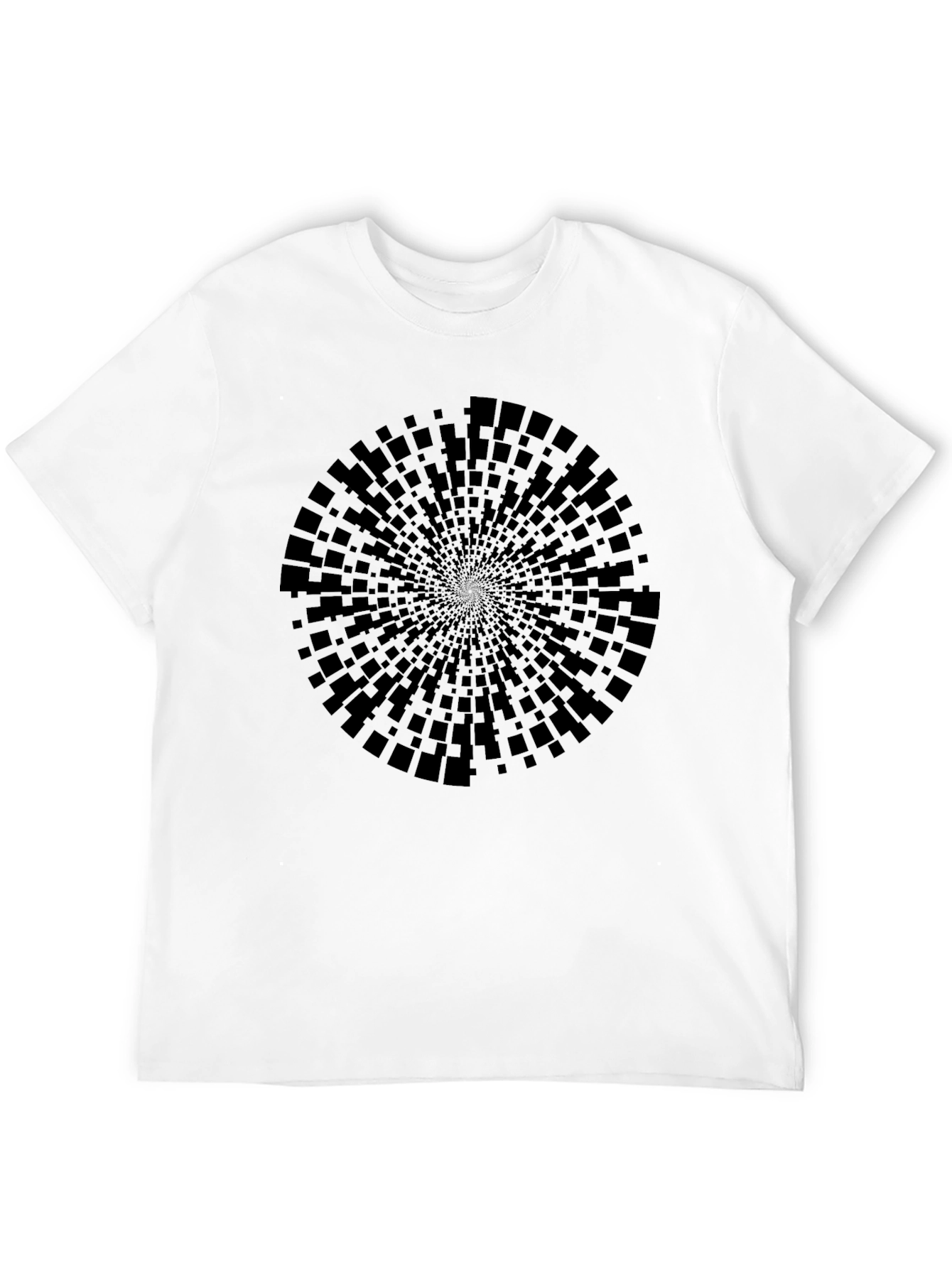 Abstract Square Pattern Black T-Shirt