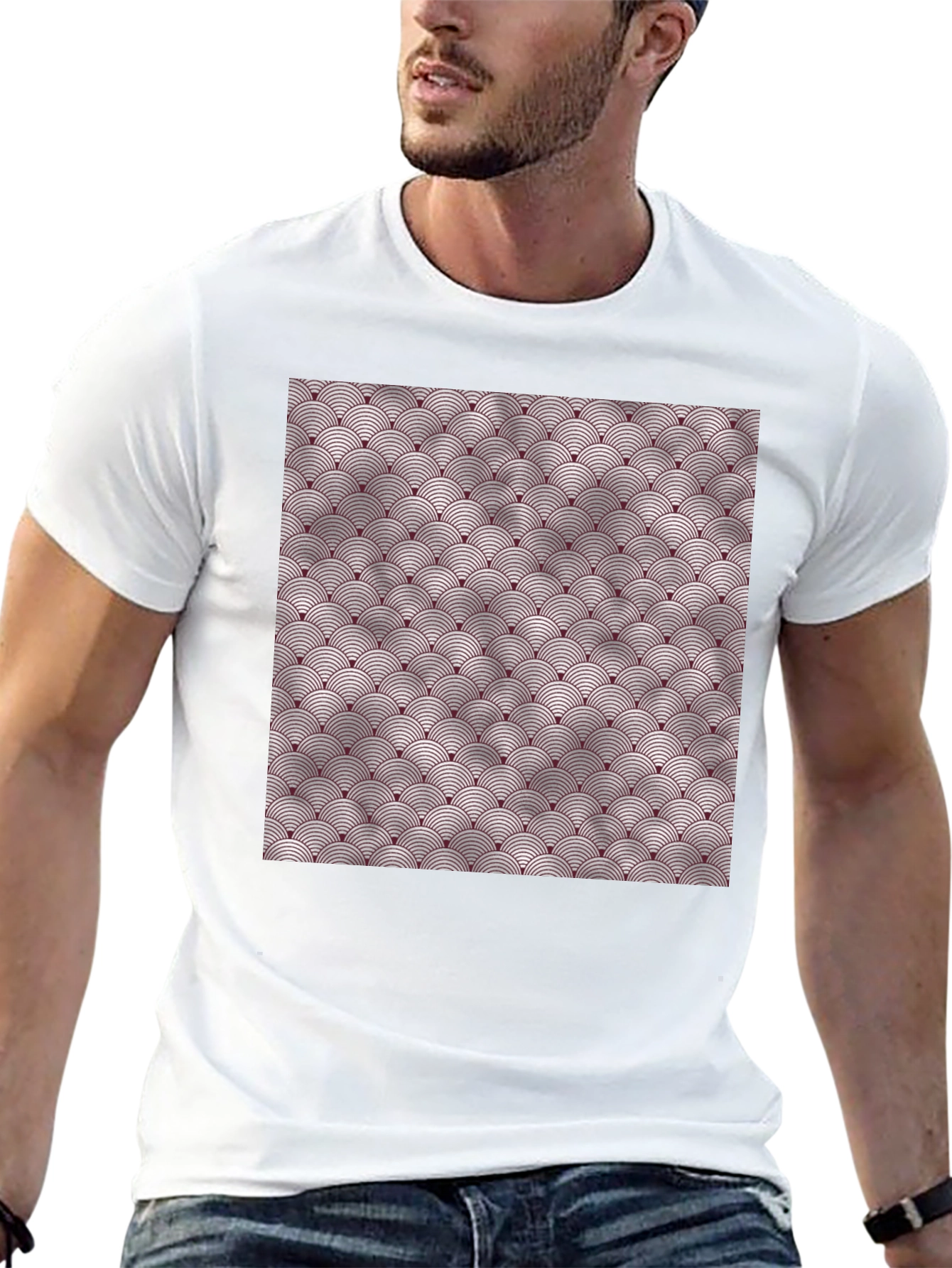 Stylish Black Tee with Geometric Circle Pattern