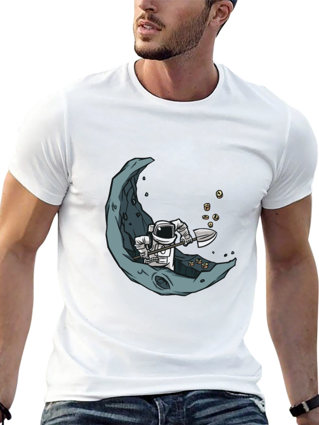 Astronaut Moon Mining Black T-Shirt