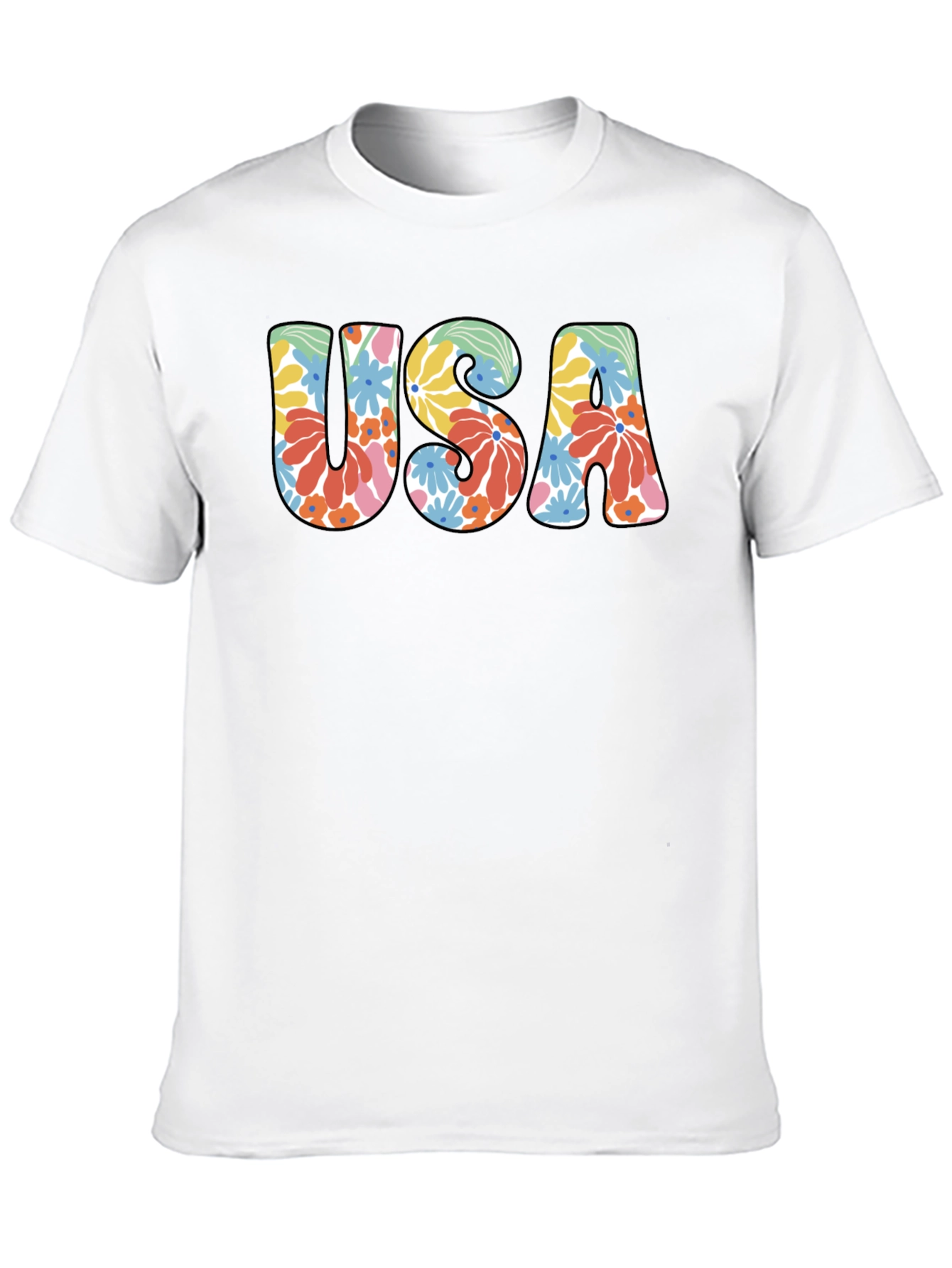 Floral USA Graphic Tee - Retro Style