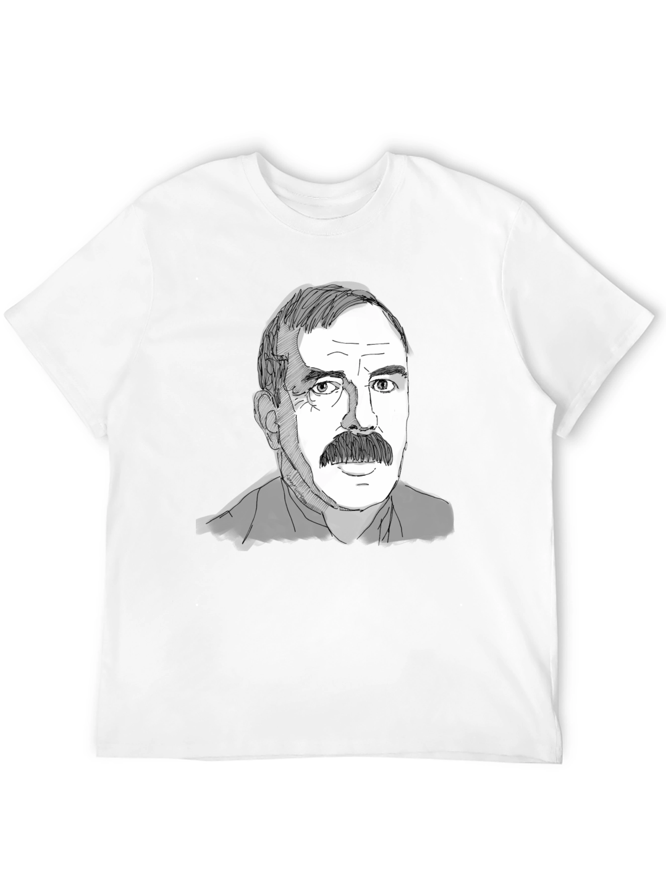 Mustache Man Tee - Graphic Print Black T-Shirt