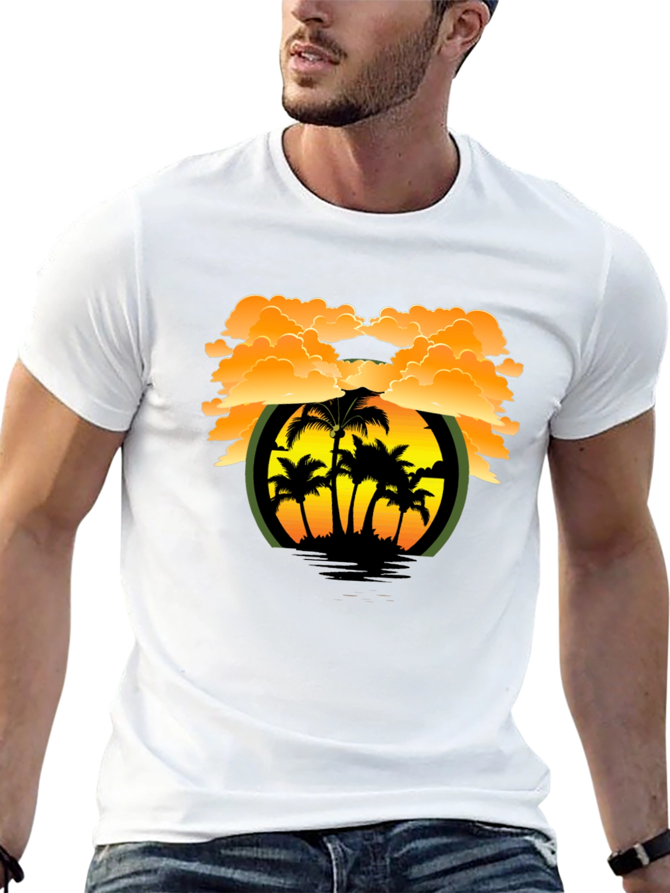 Tropical Sunset Graphic Tee - Black
