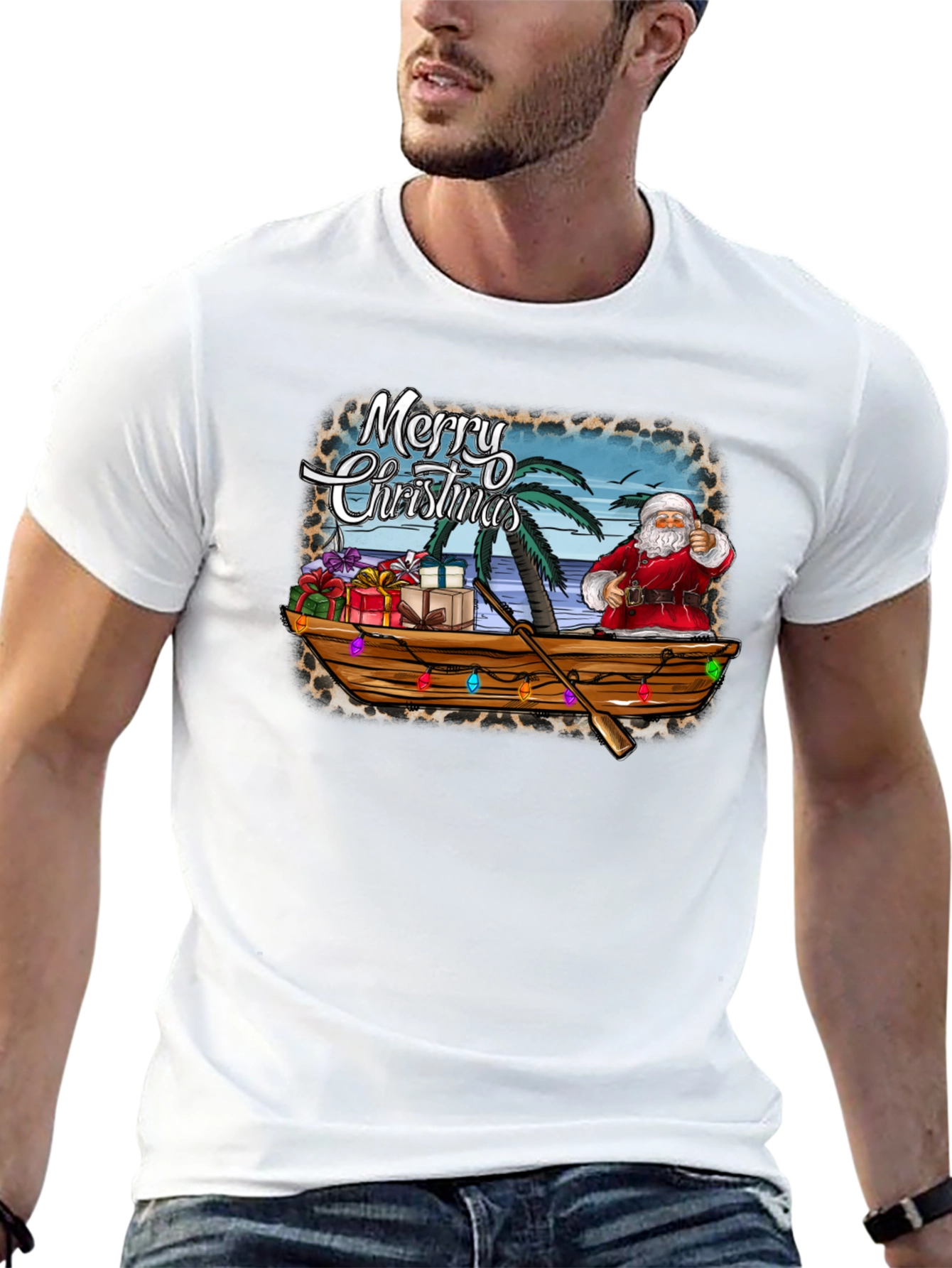 Tropical Santa Merry Christmas T-Shirt