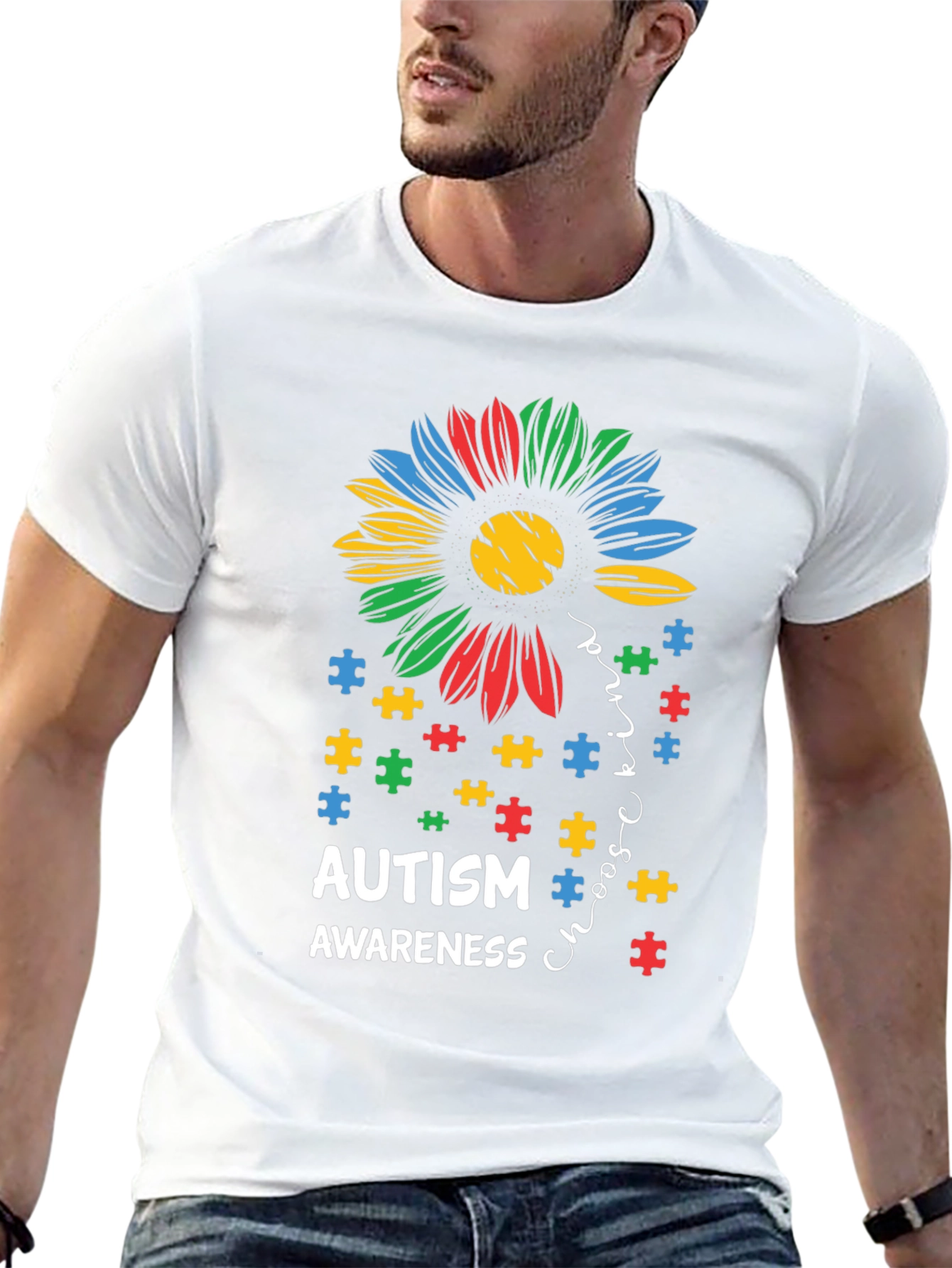 Autism Awareness Puzzle Flower T-Shirt