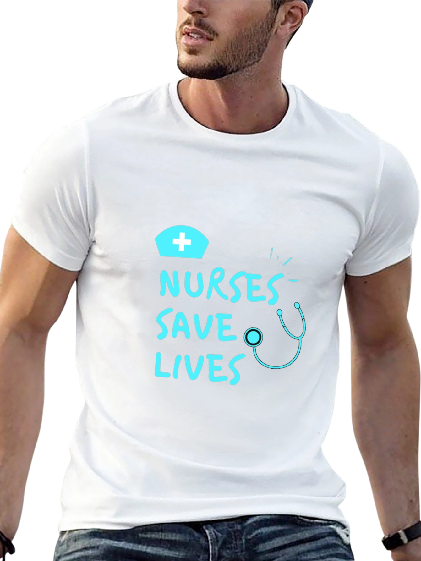 Nurses Save Lives Graphic Tee - Black Cotton T-Shirt