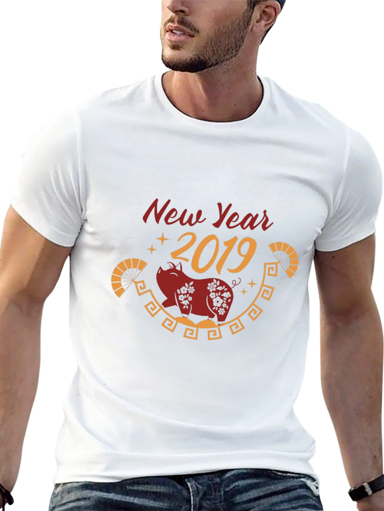 New Year 2019 Pig Graphic T-Shirt