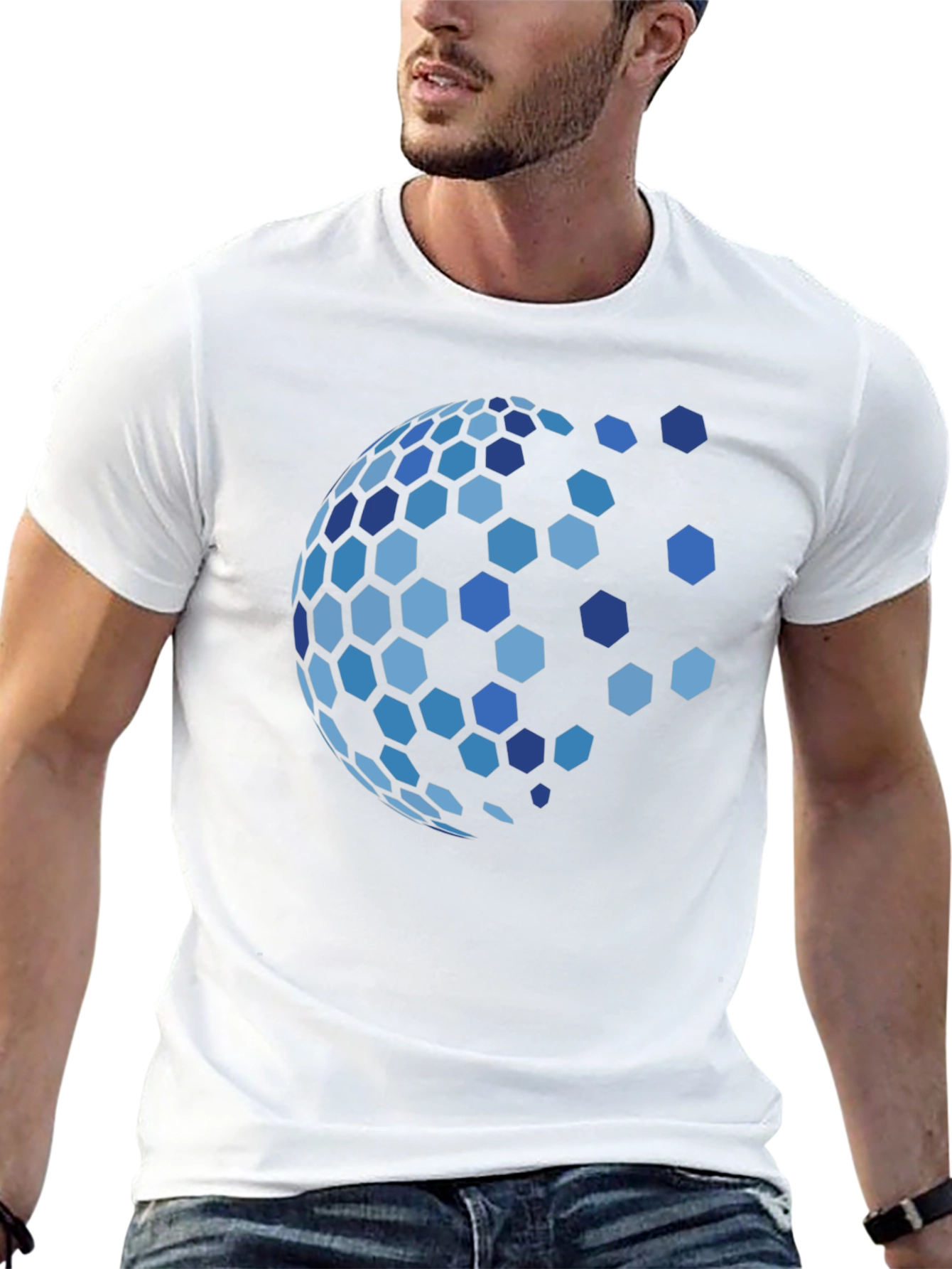 Hexagon Globe Graphic Black T-Shirt