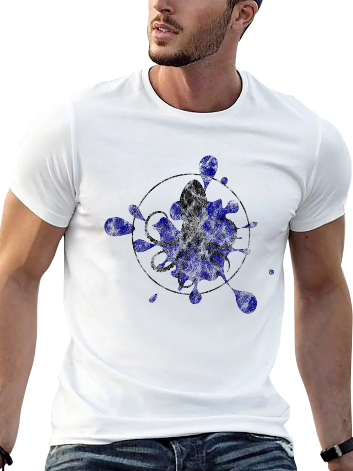 Octopus Ink Splatter Graphic Tee - Black