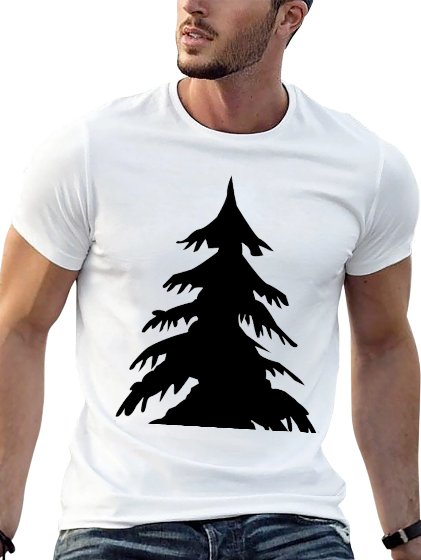 Black T-Shirt with Tree Silhouette