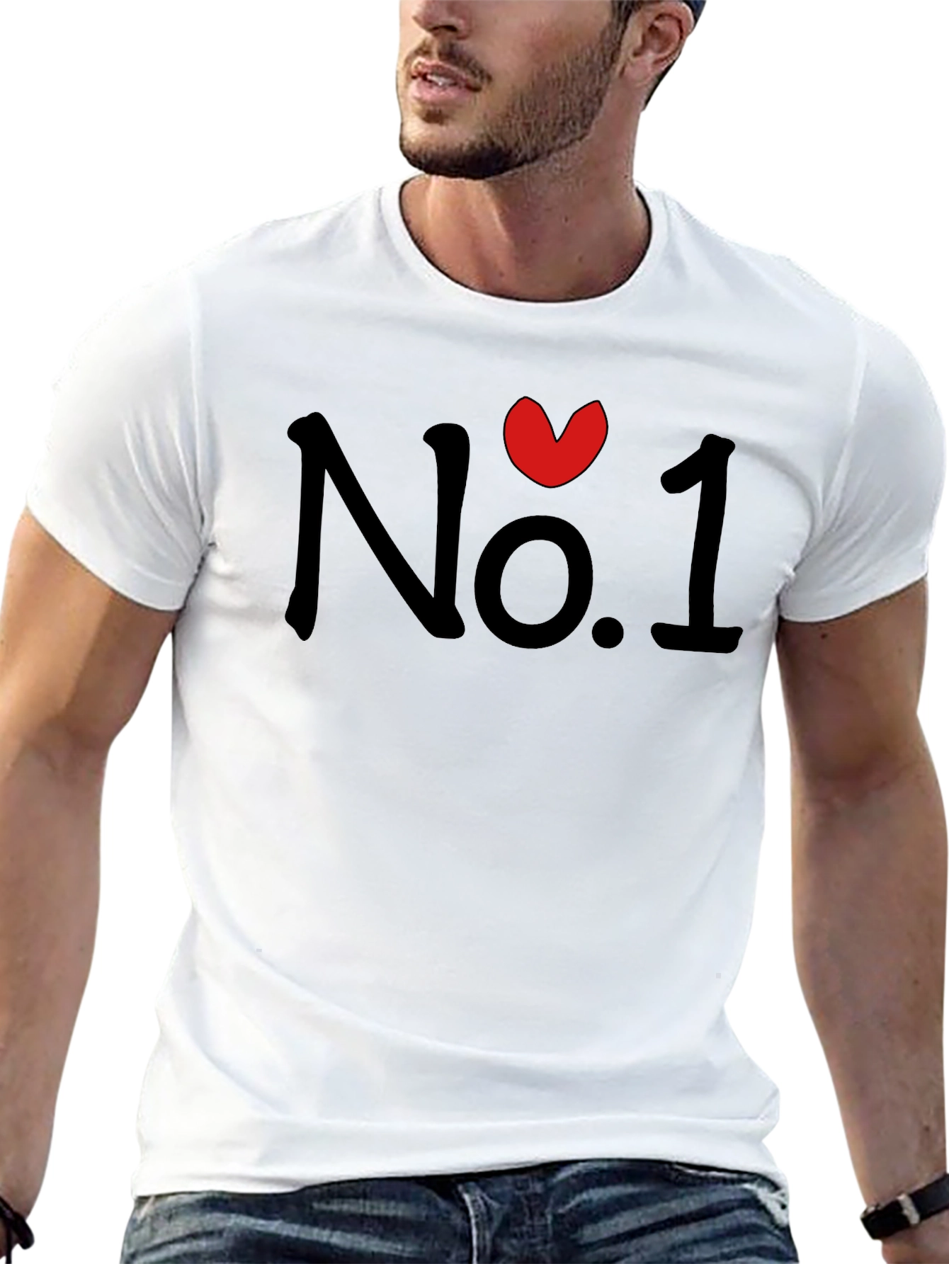 No. 1 Heart Graphic Black T-Shirt