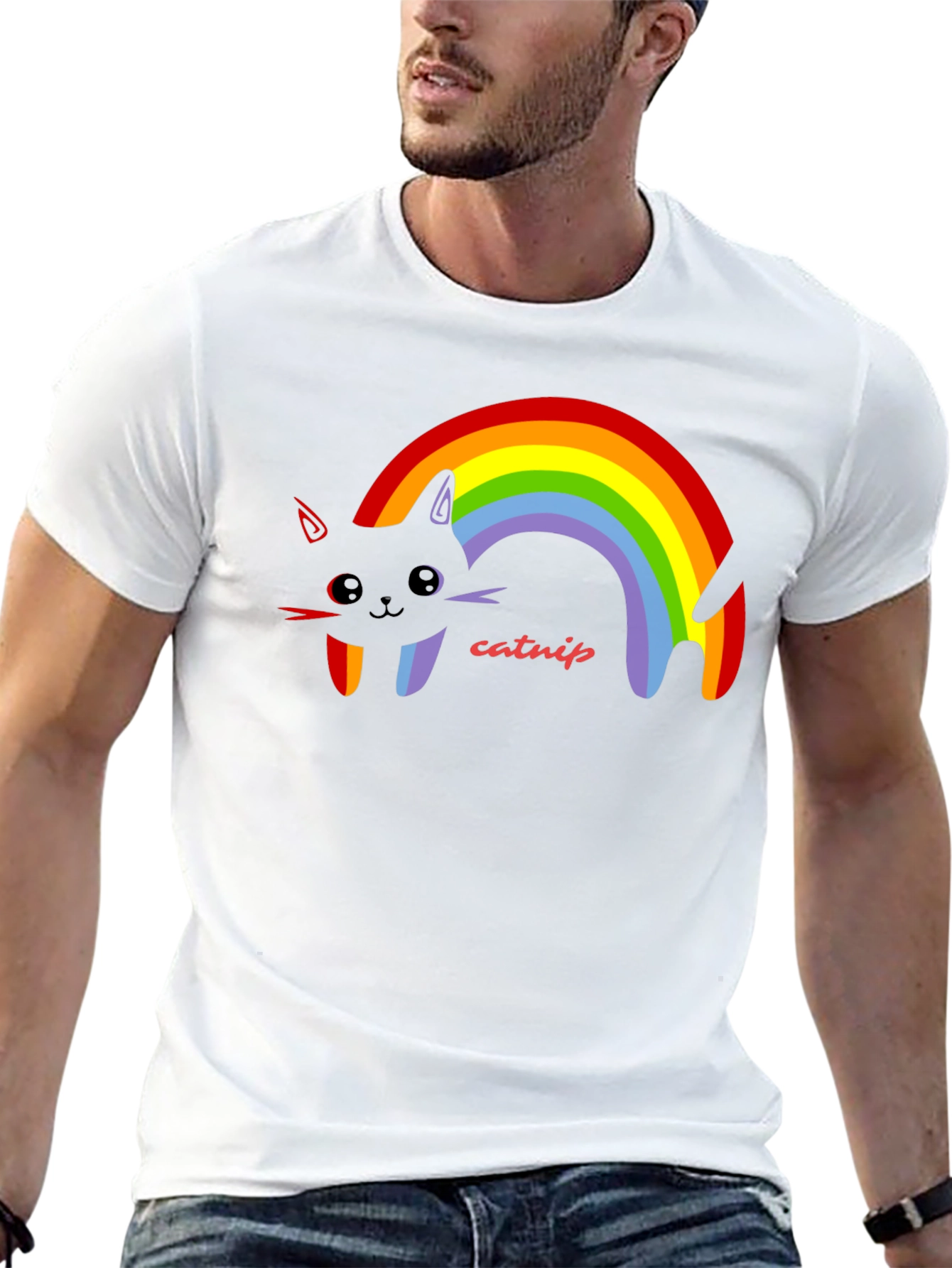 Rainbow Catnip T-Shirt - Black Cotton Tee