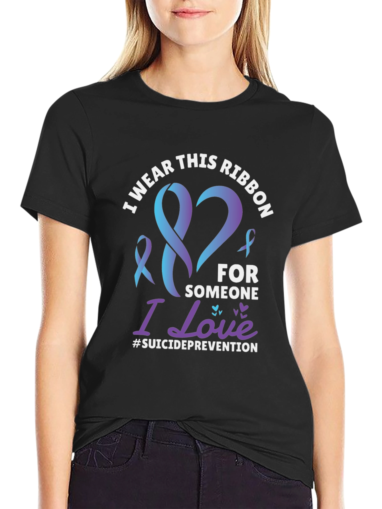 Suicide Prevention Ribbon Heart Graphic T-Shirt