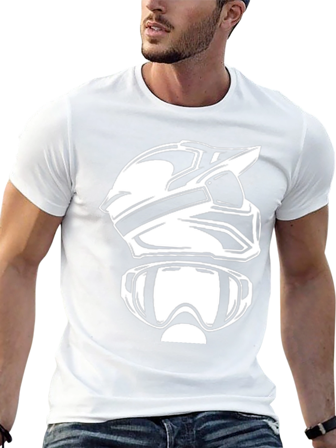 Motocross Helmet & Goggles Graphic Black T-Shirt