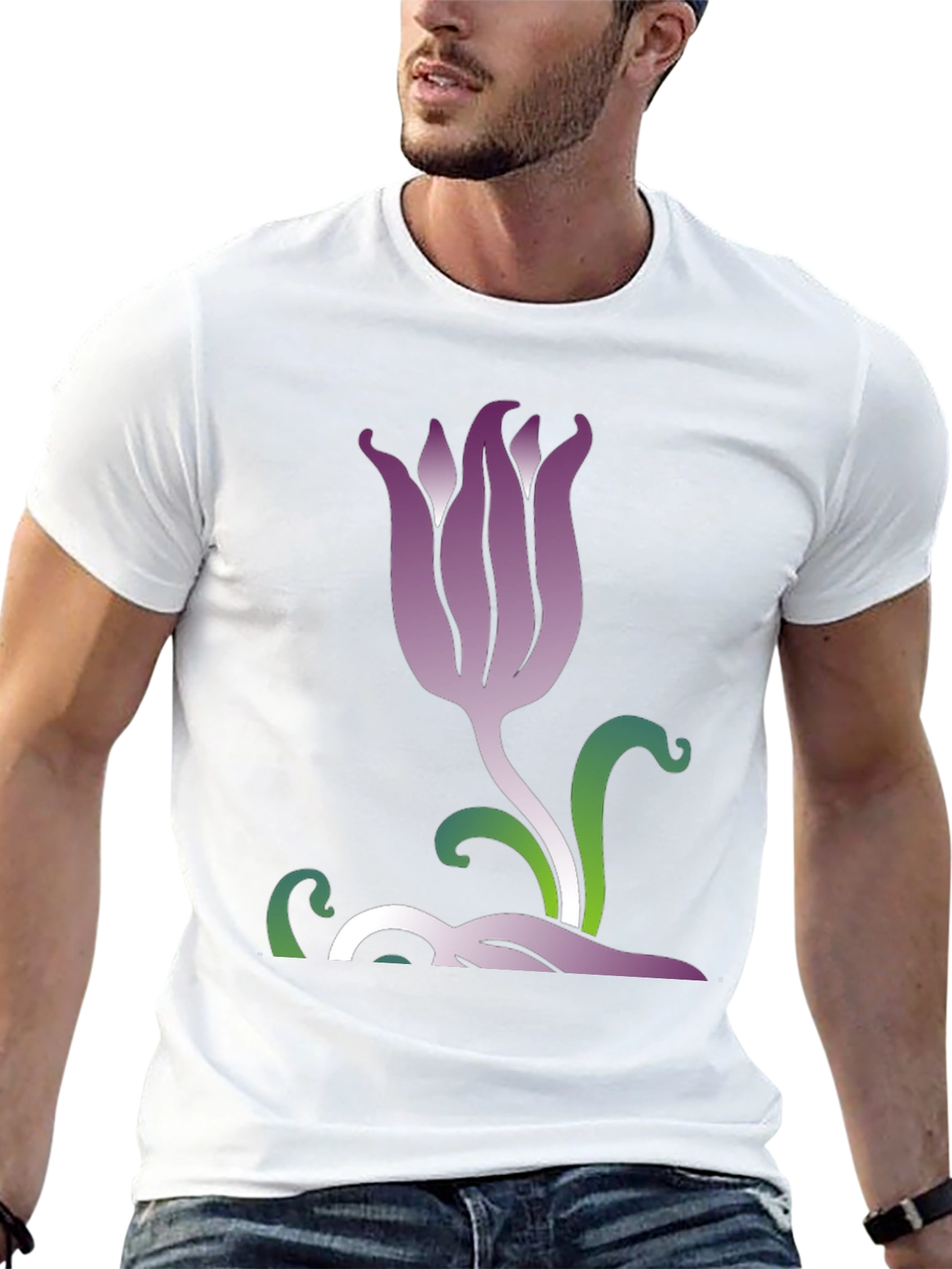 Stylish Floral Graphic Tee - Black Cotton Blend