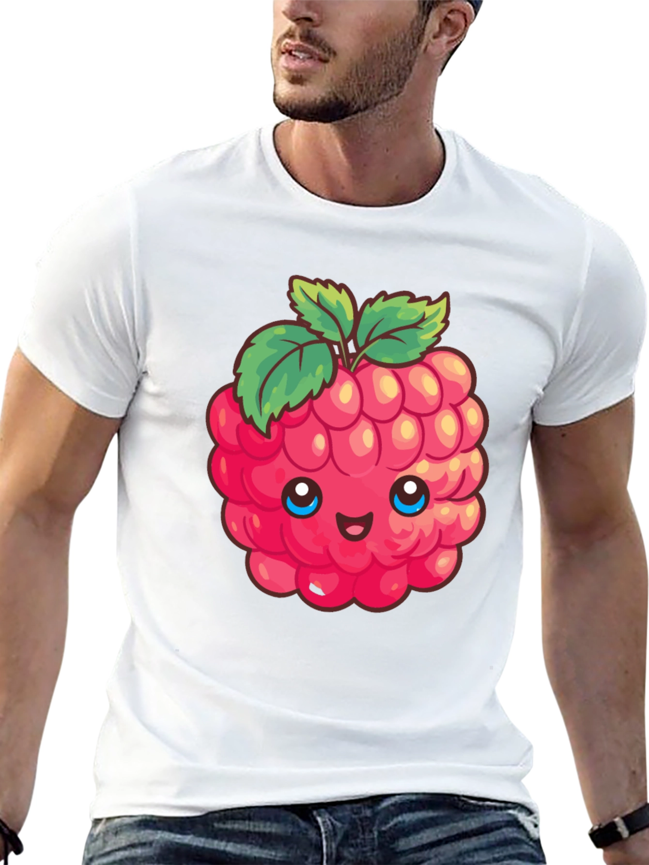 Cute Raspberry Graphic Tee - Black Cotton T-Shirt