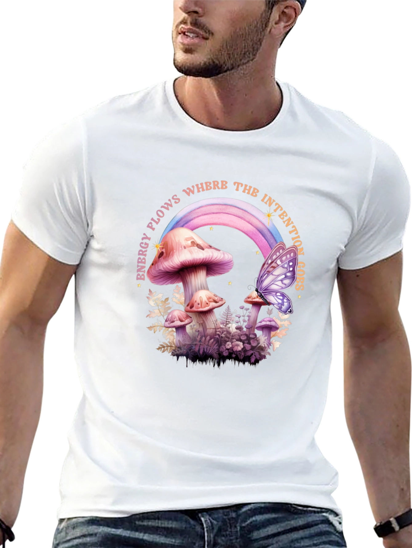 Mushroom Butterfly Energy Flow Graphic Tee
