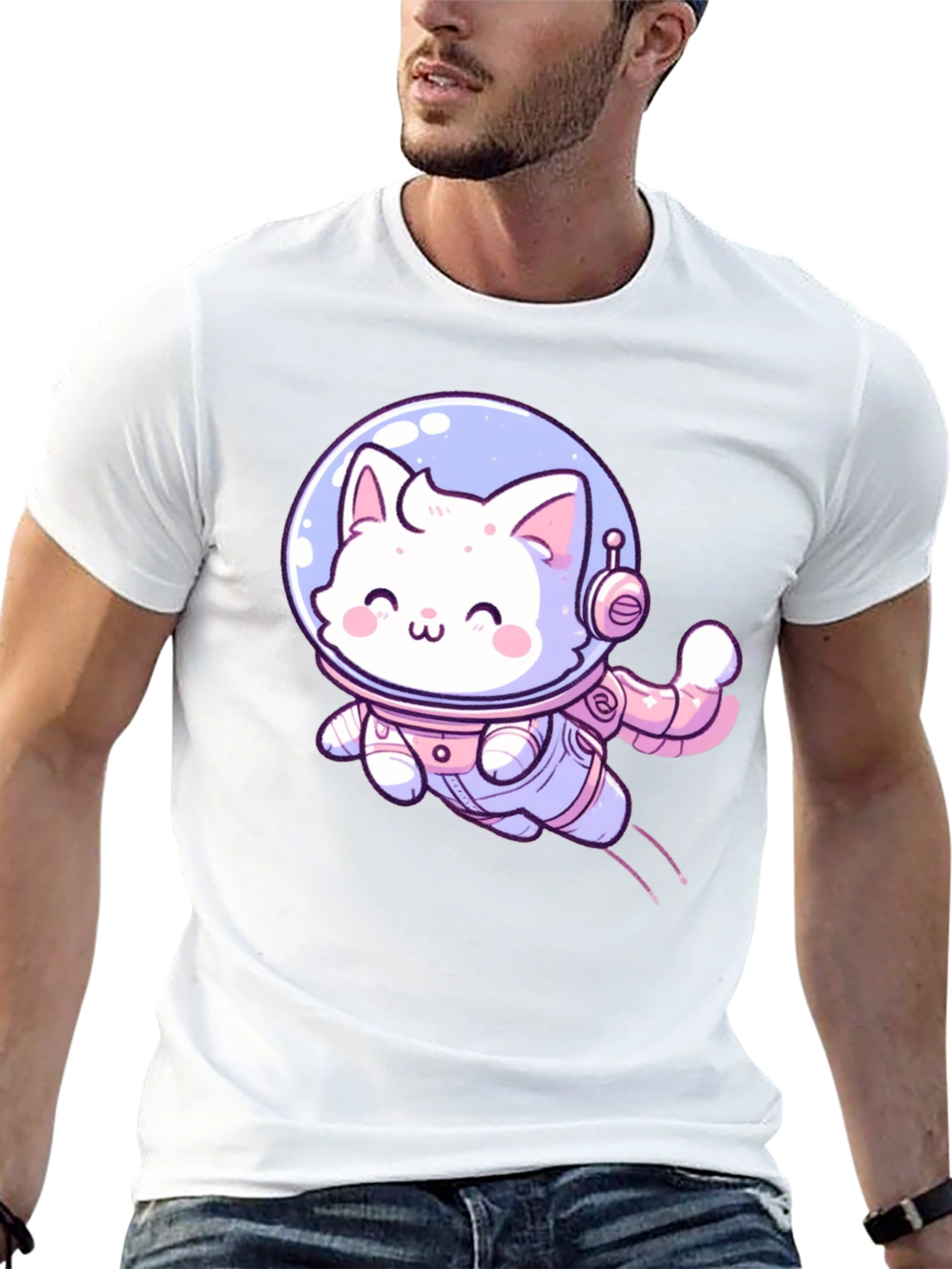 Cute Cat Astronaut Graphic T-Shirt