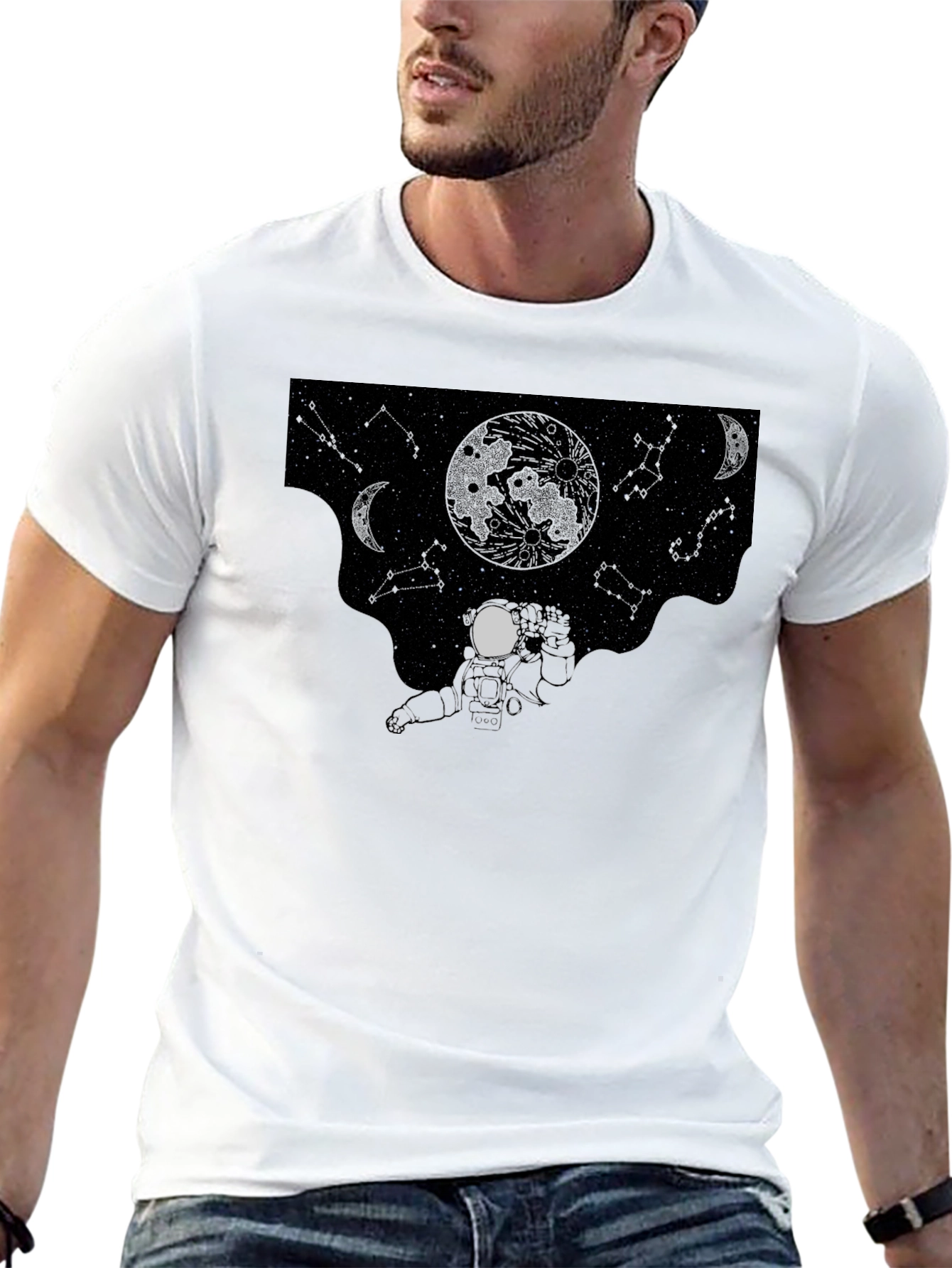 Astronaut Moonscape Black T-Shirt
