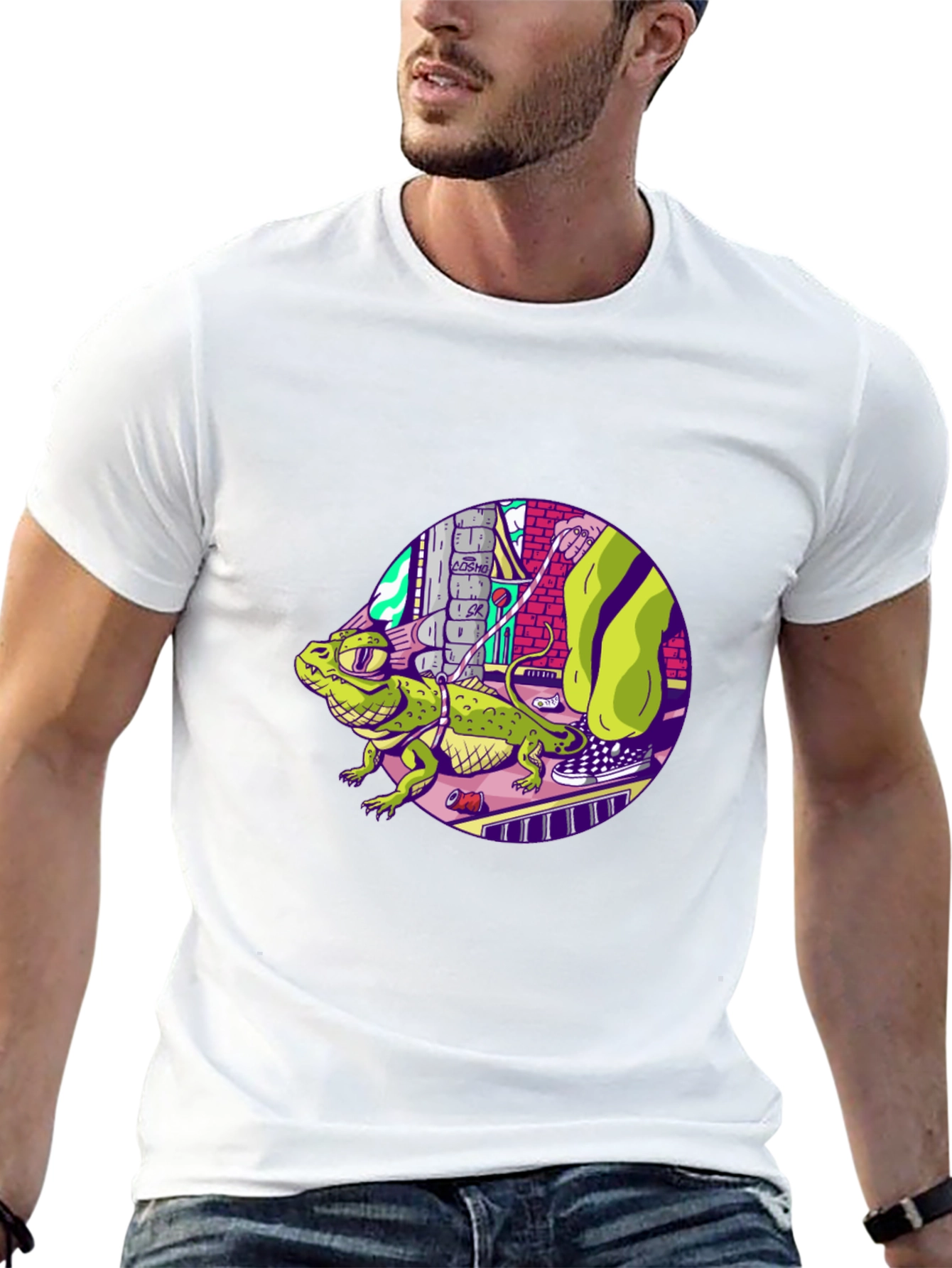 Cool Lizard Graphic Black T-Shirt