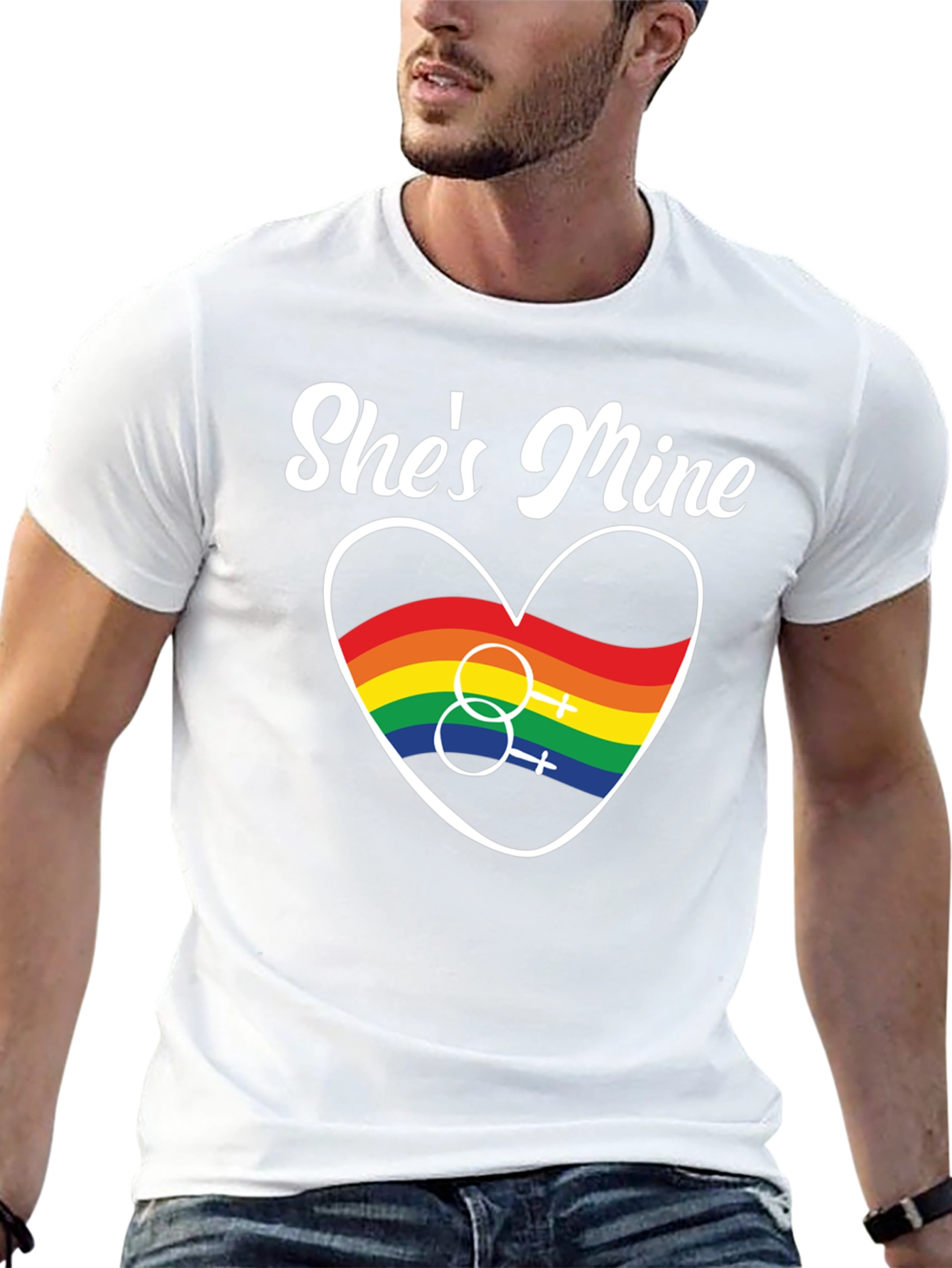 Shes Mine LGBT Pride Rainbow Heart T-Shirt