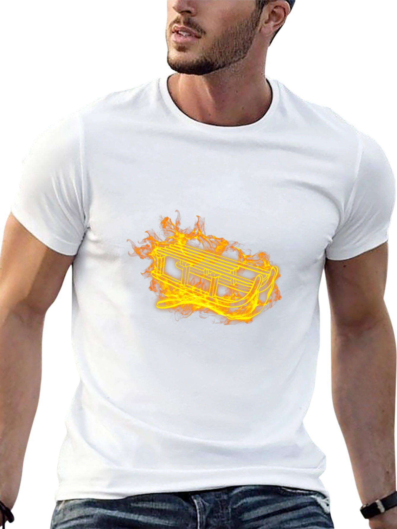 Flaming Sled Graphic T-Shirt
