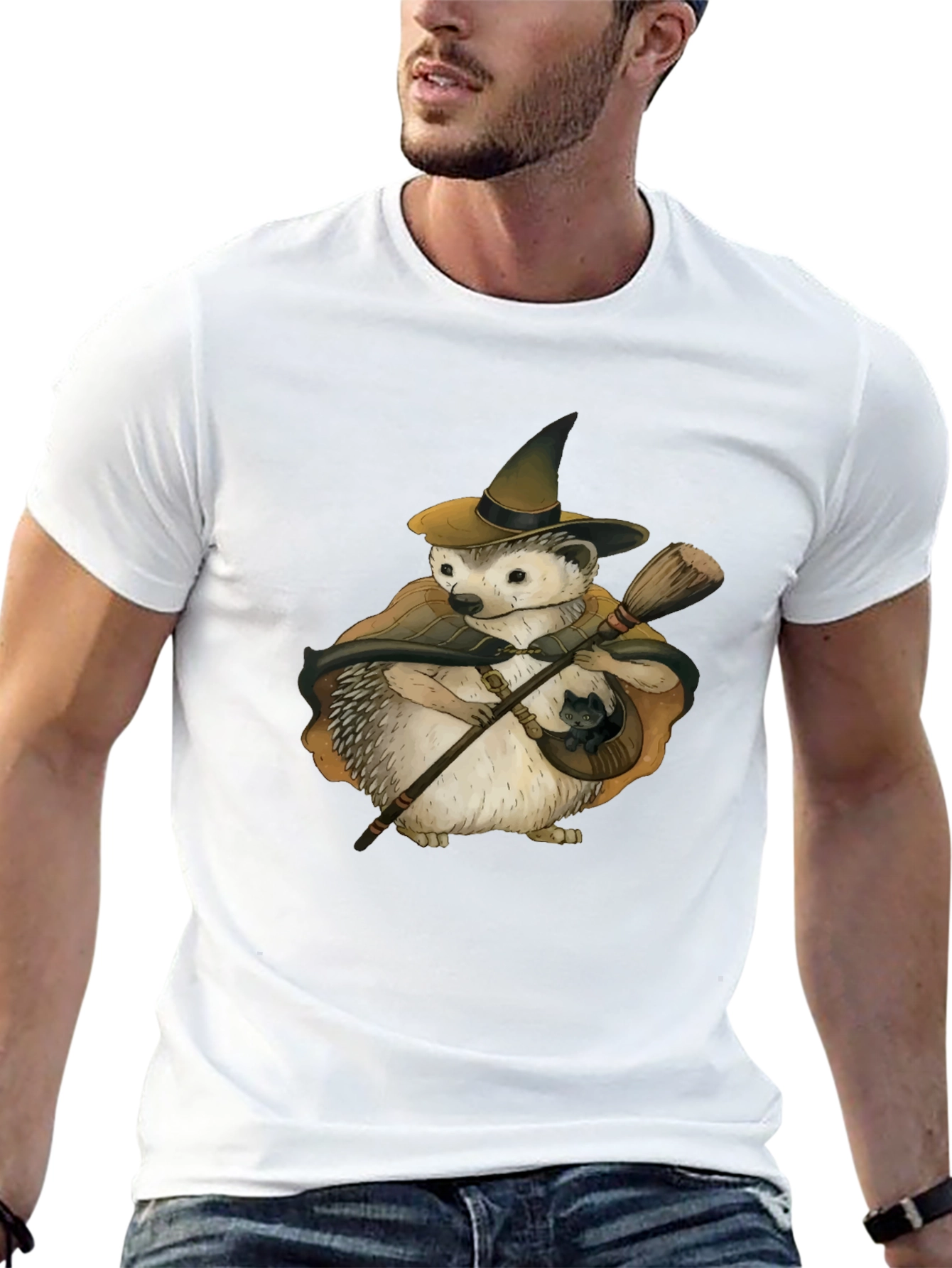 Whimsical Hedgehog Witch T-Shirt
