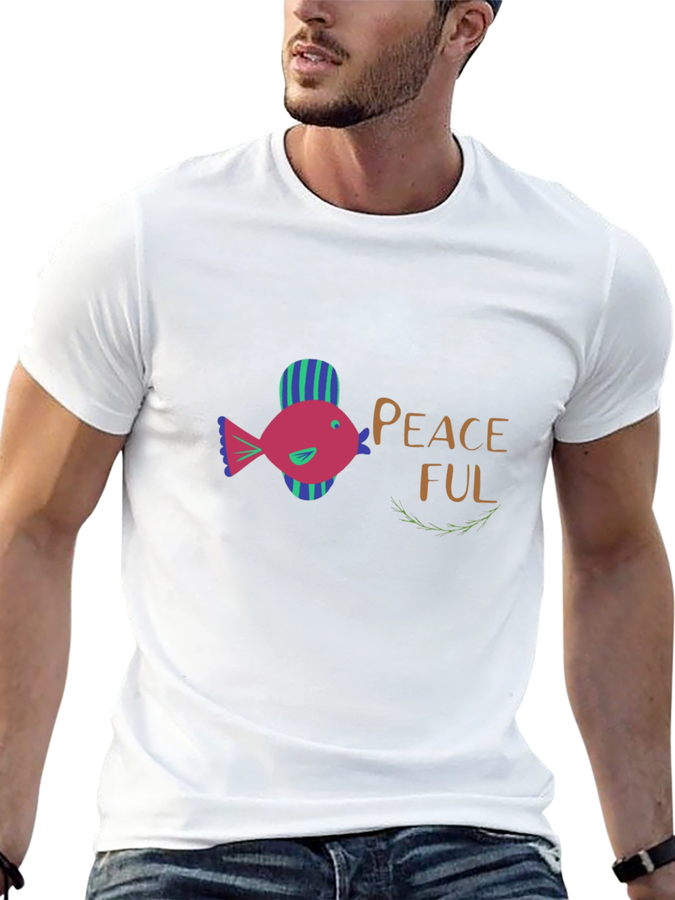 Peaceful Fish Graphic T-Shirt - Black