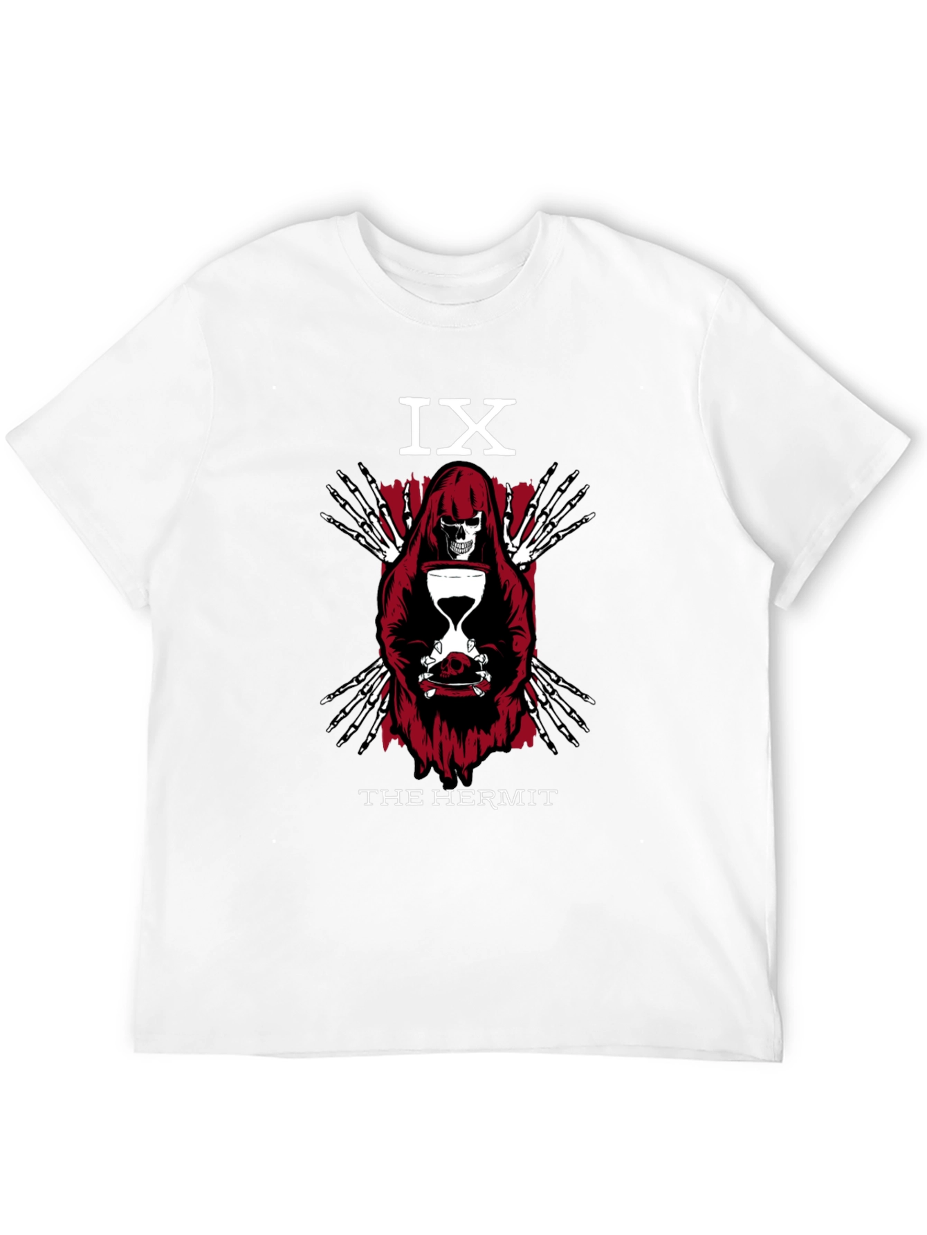 The Hermit Tarot Card T-Shirt - Gothic Skeleton Design