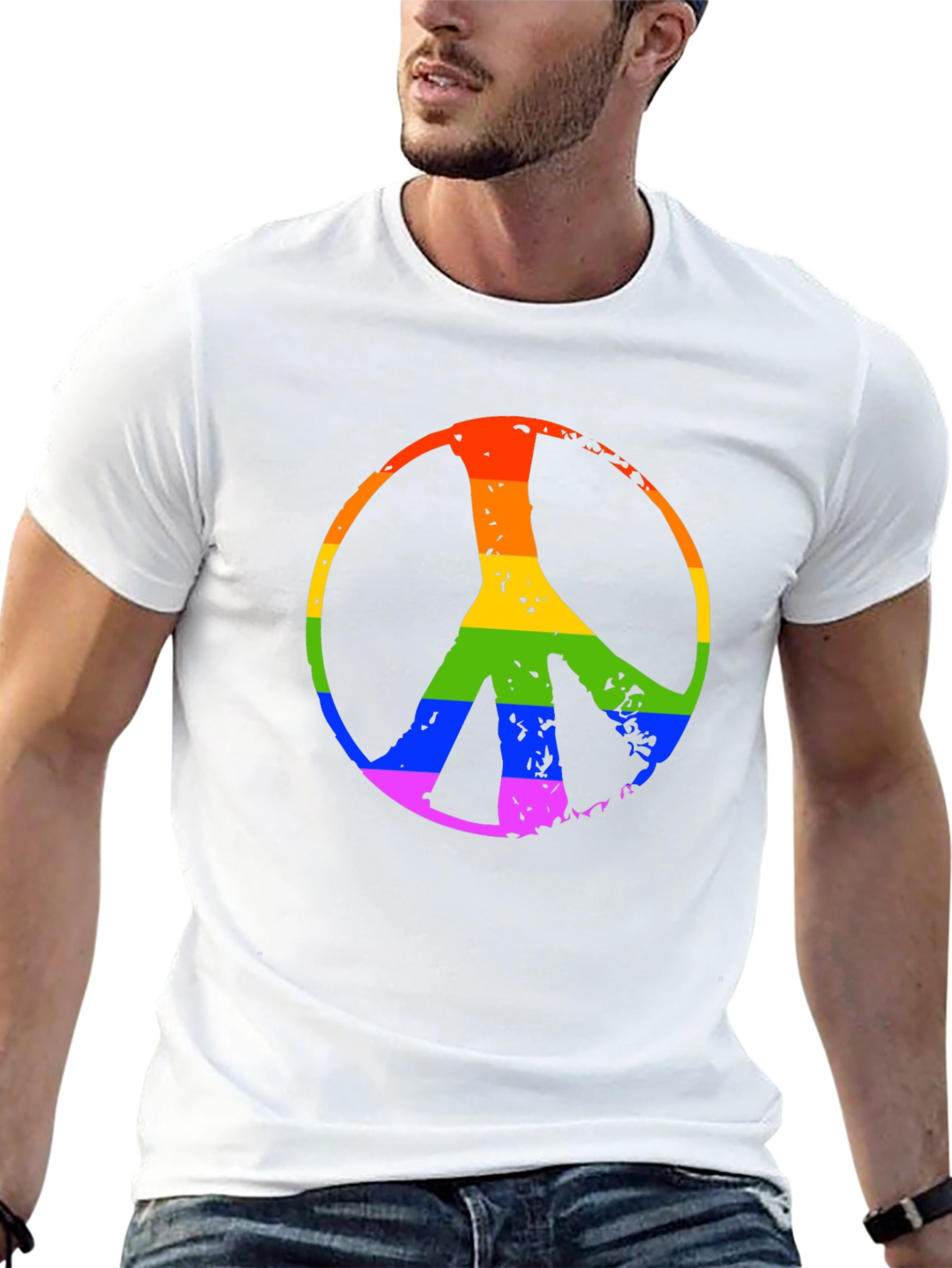 Rainbow Peace Sign Black T-Shirt