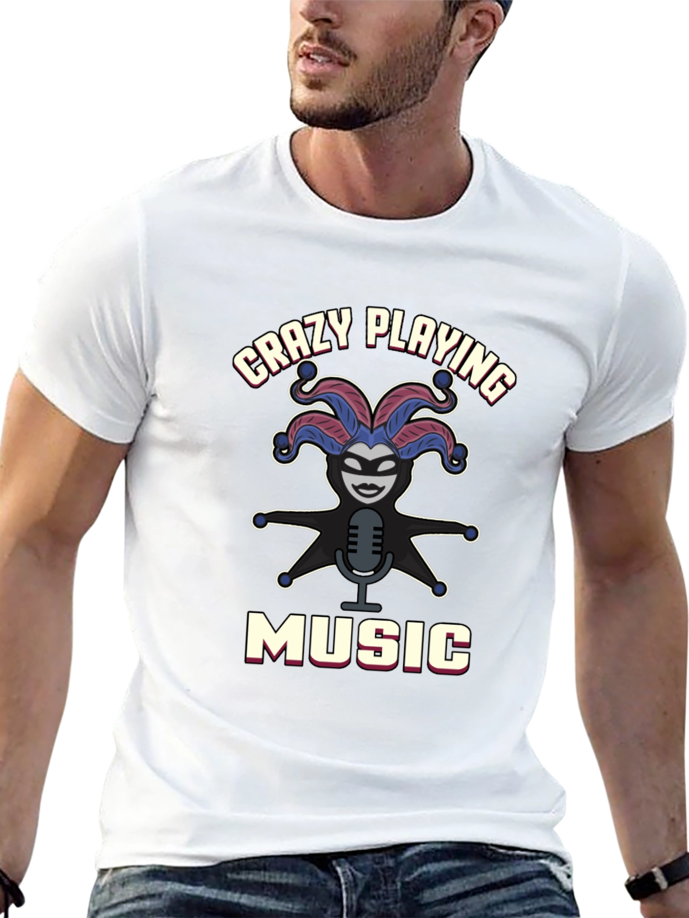 Crazy Playing Music Graphic Tee