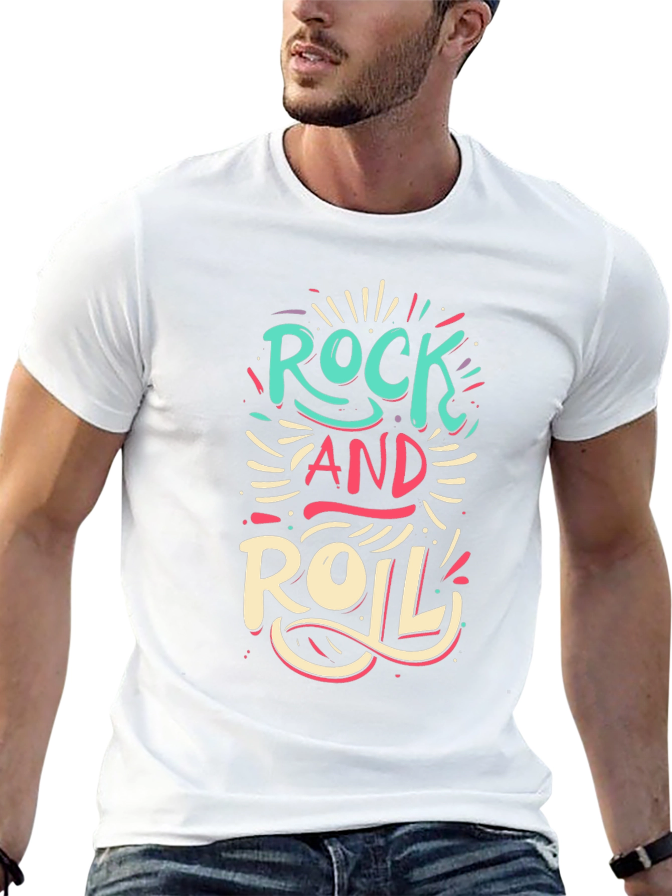 Rock and Roll Graphic Print Black T-Shirt