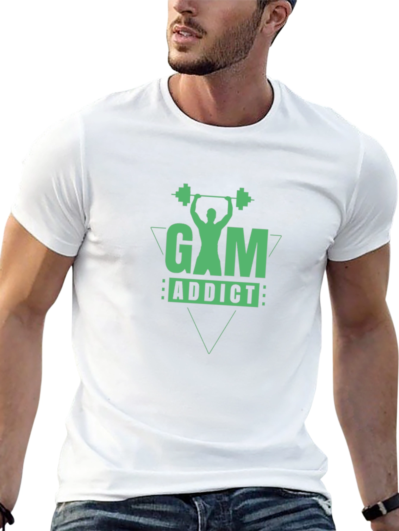 Gym Addict Graphic Tee - Black Cotton Fitness Shirt