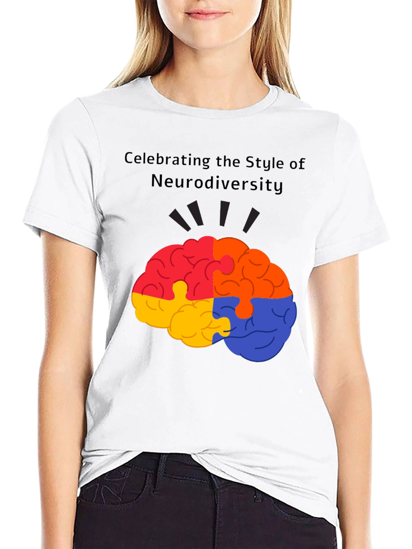 Neurodiversity Style T-Shirt - Brain Puzzle Design