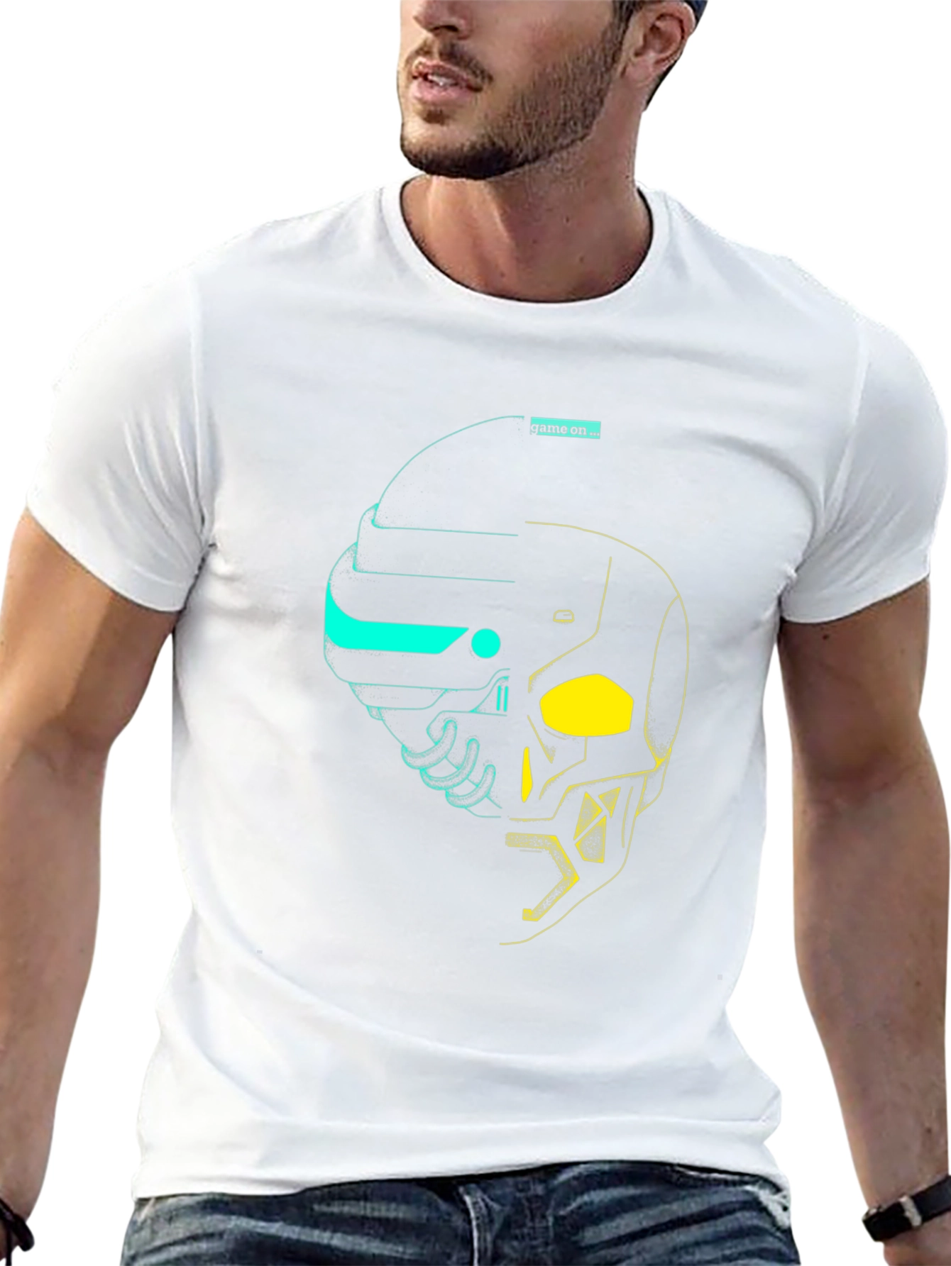 Game On Tee: Cyberpunk Skull Graphic T-Shirt