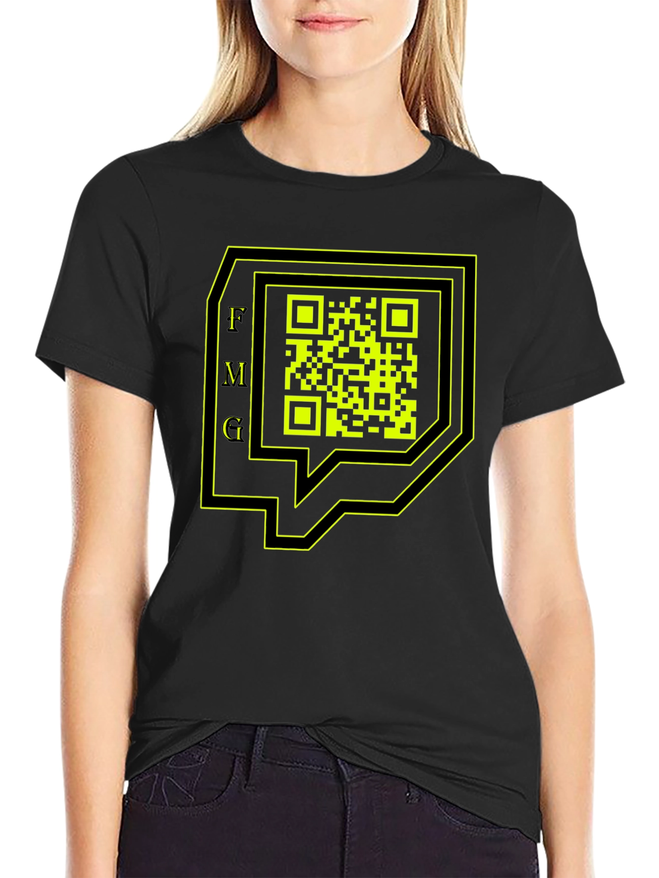 FMG QR Code Graphic Black T-Shirt