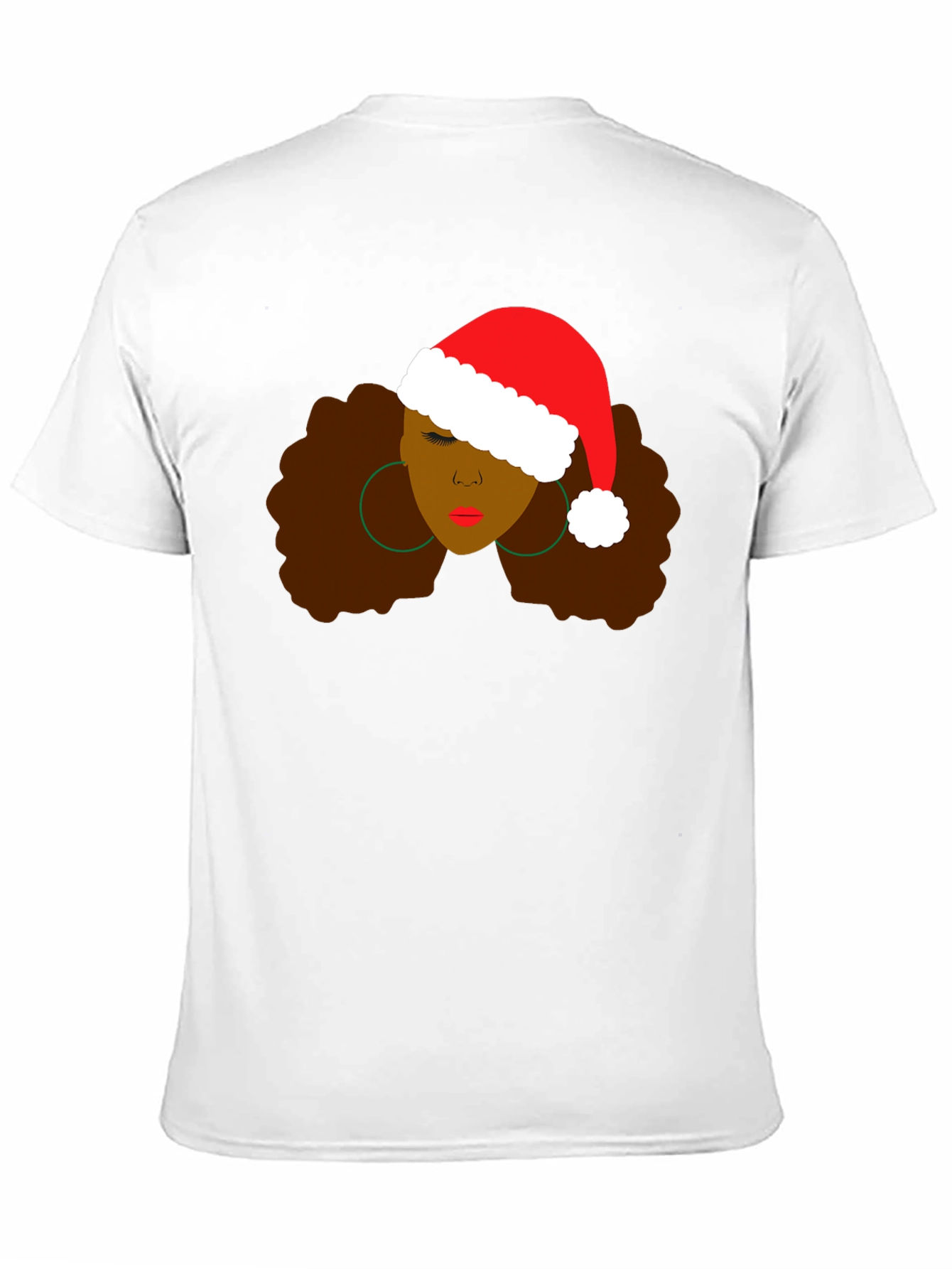 Black Woman Afro Santa Hat T-Shirt