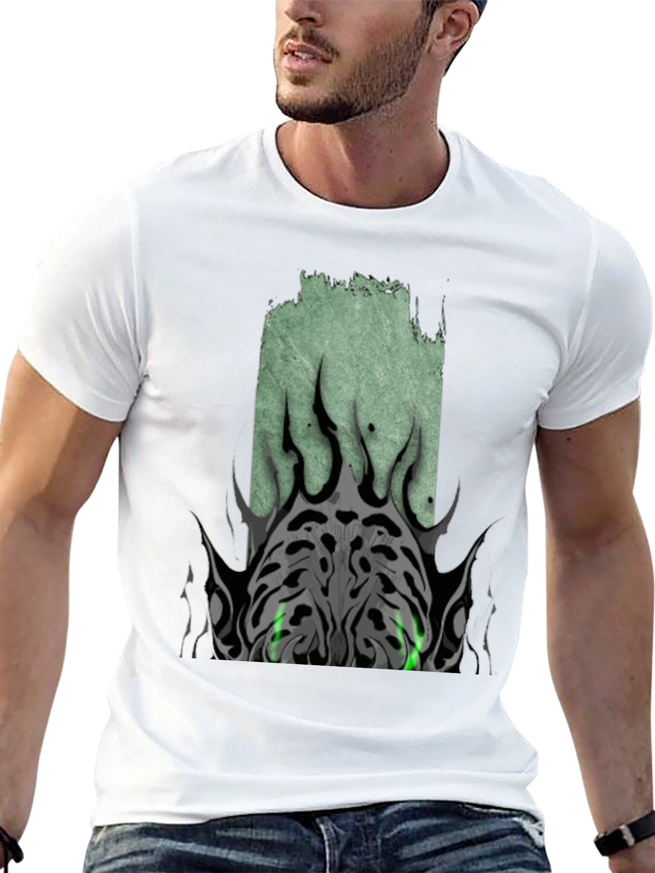 Mens Black Graphic Tee - Tribal Eye Design