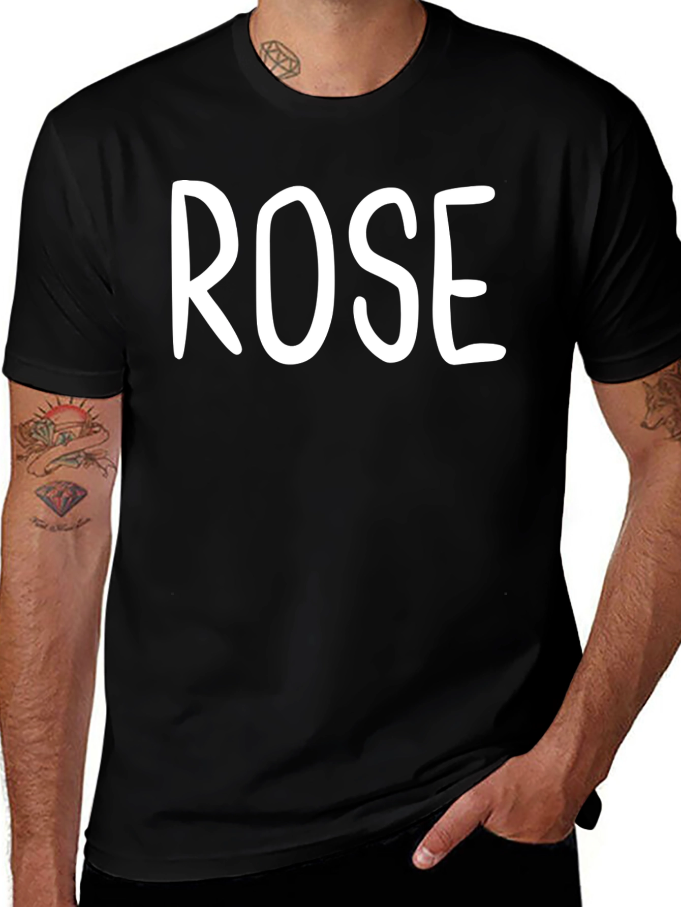 Rose Text Graphic Print Black T-Shirt