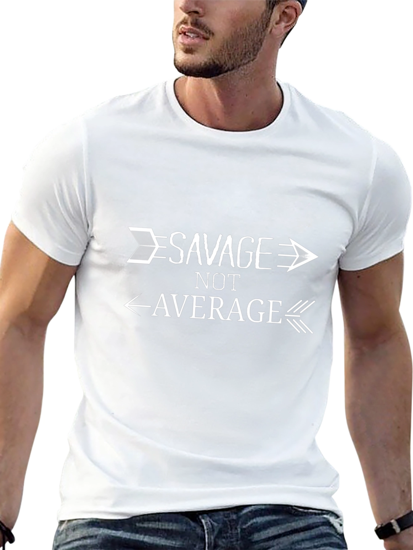 Savage Not Average Black Graphic T-Shirt
