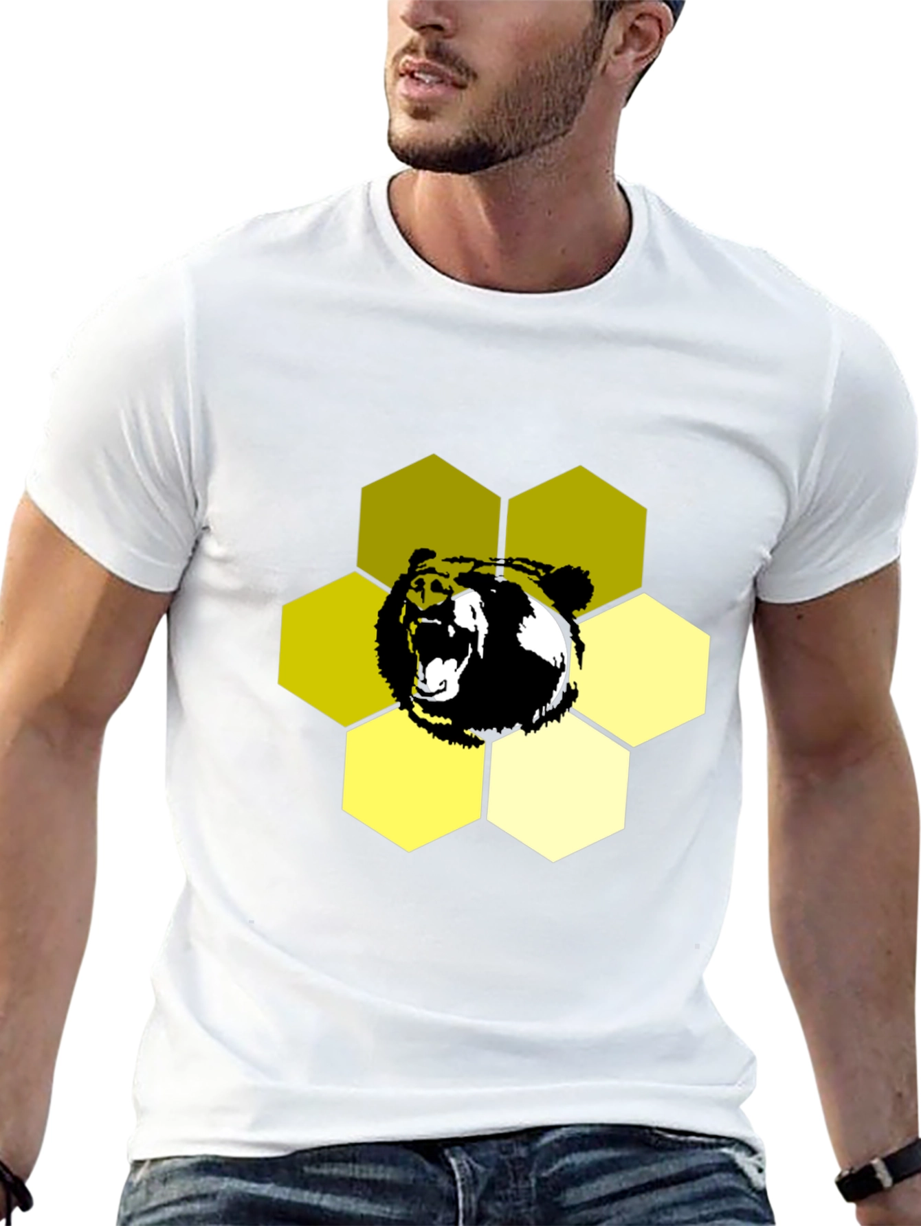 Bear Hexagon Graphic Tee - Black