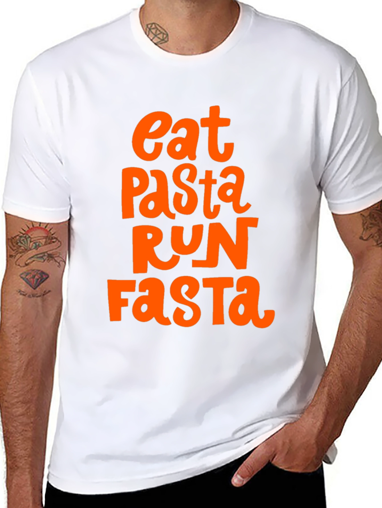 Eat Pasta Run Fasta Graphic T-Shirt